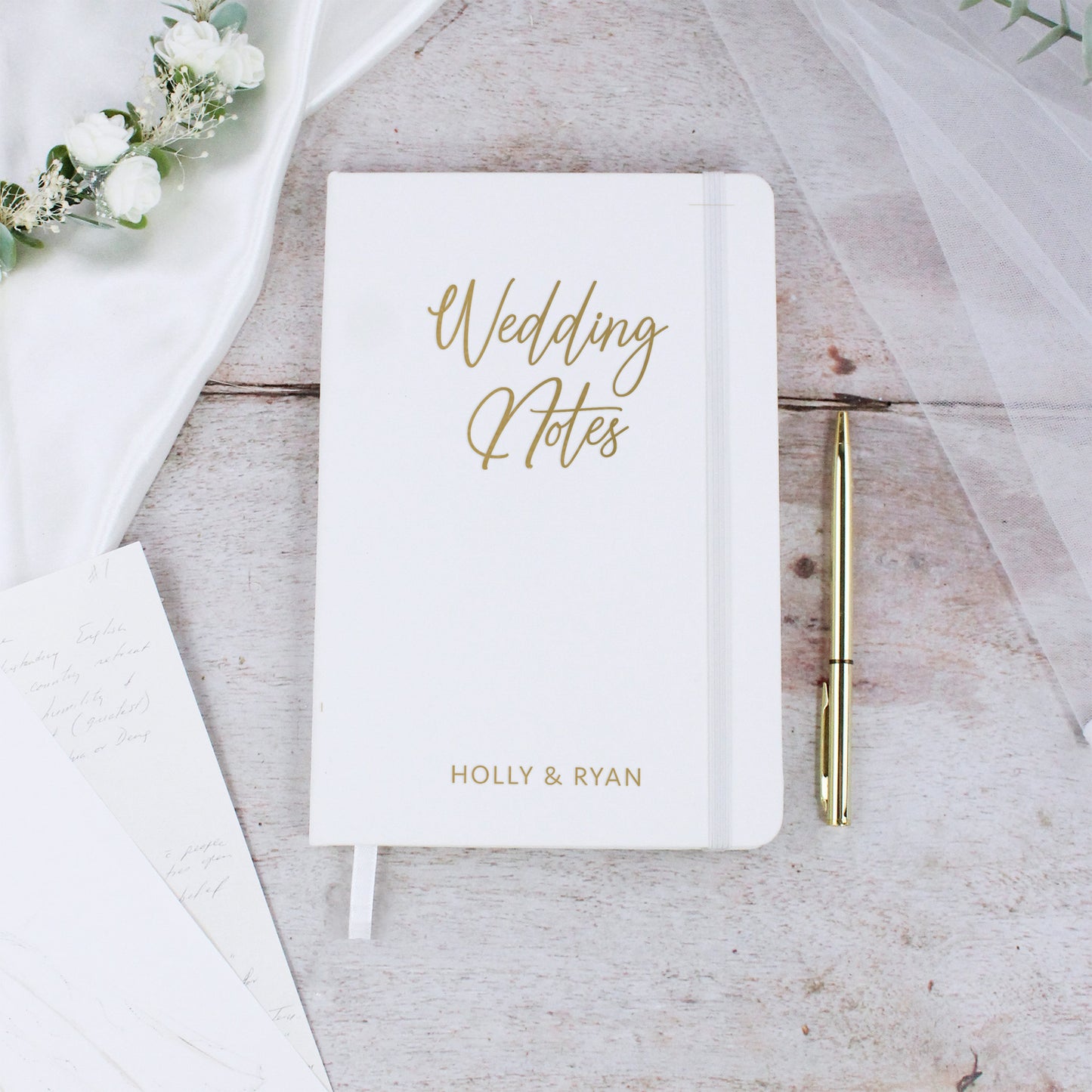 Personalised A5 Lined Wedding Notes Hardback Notebook