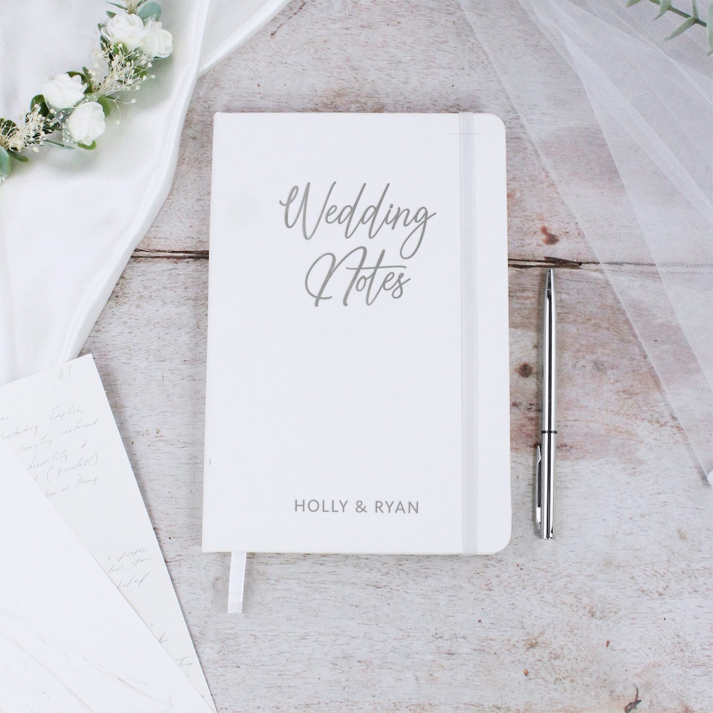 Personalised A5 Lined Wedding Notes Hardback Notebook