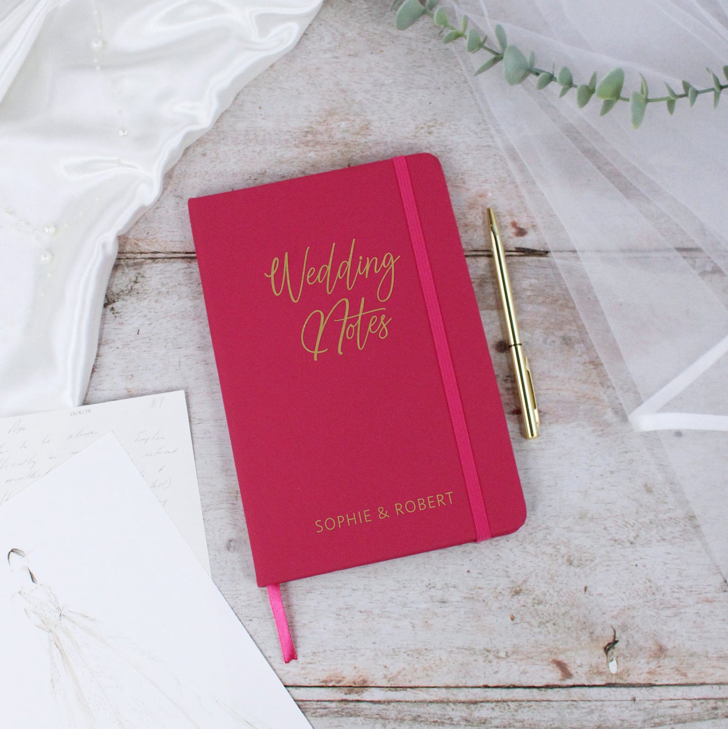 Personalised A5 Lined Wedding Notes Hardback Notebook