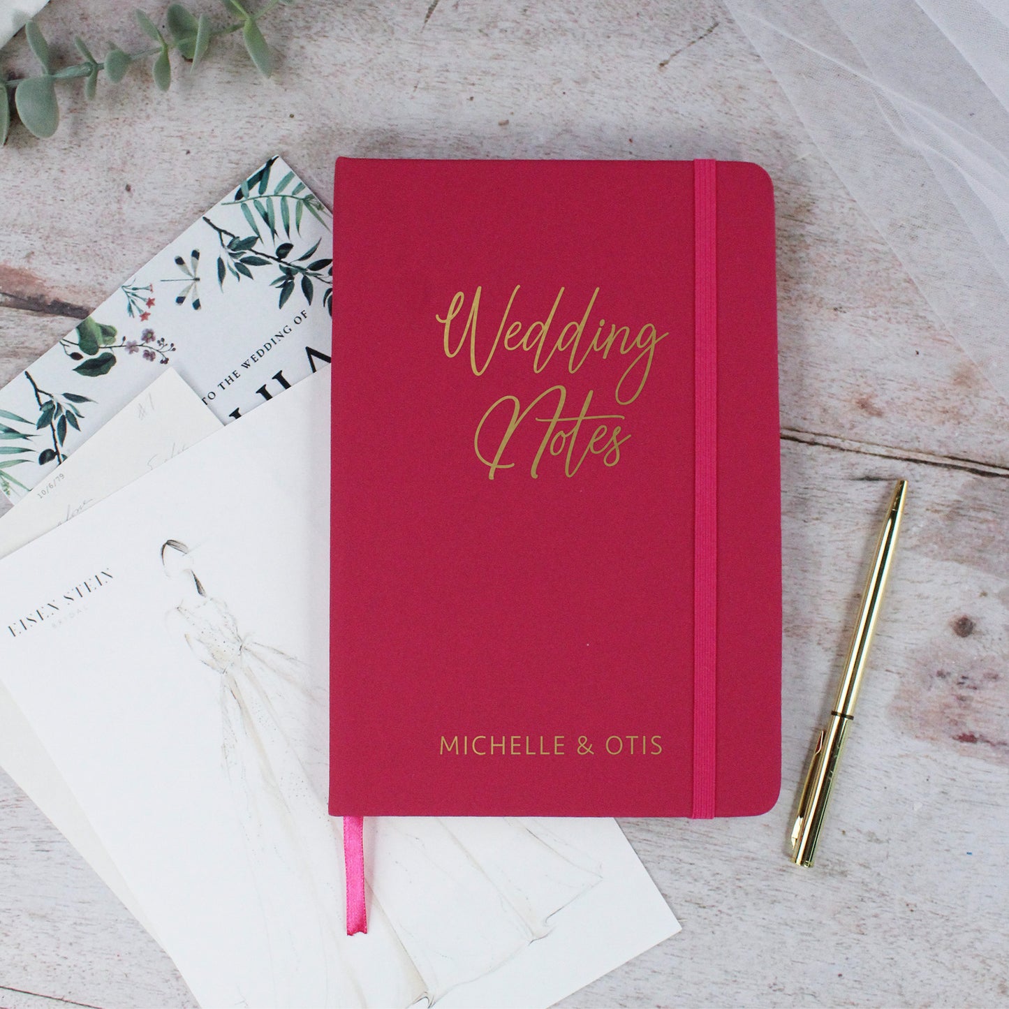 Personalised A5 Lined Wedding Notes Hardback Notebook