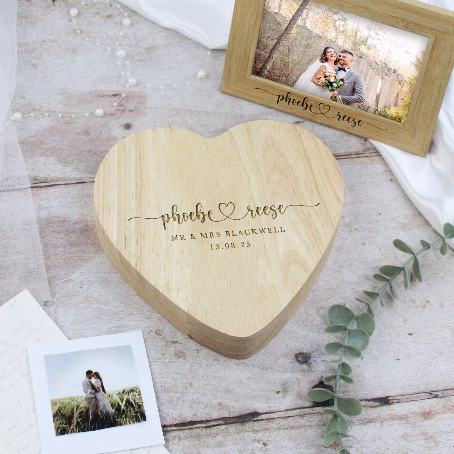 Personalised Mr & Mrs Heart Shaped Cheeseboard with Tools
