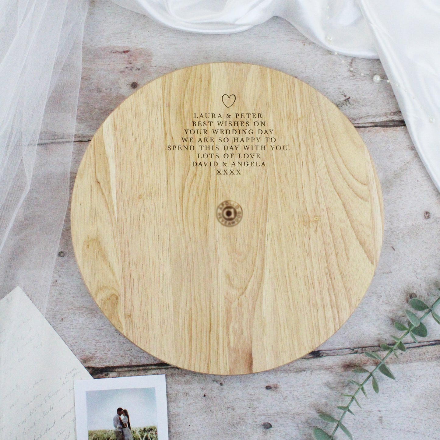 Personalised Round Mr & Mrs Chopping Board, 30cm