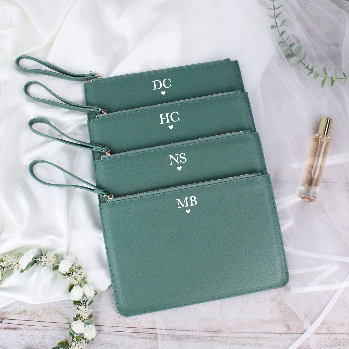Personalised PU Leather Clutch Bag with Initials & Heart