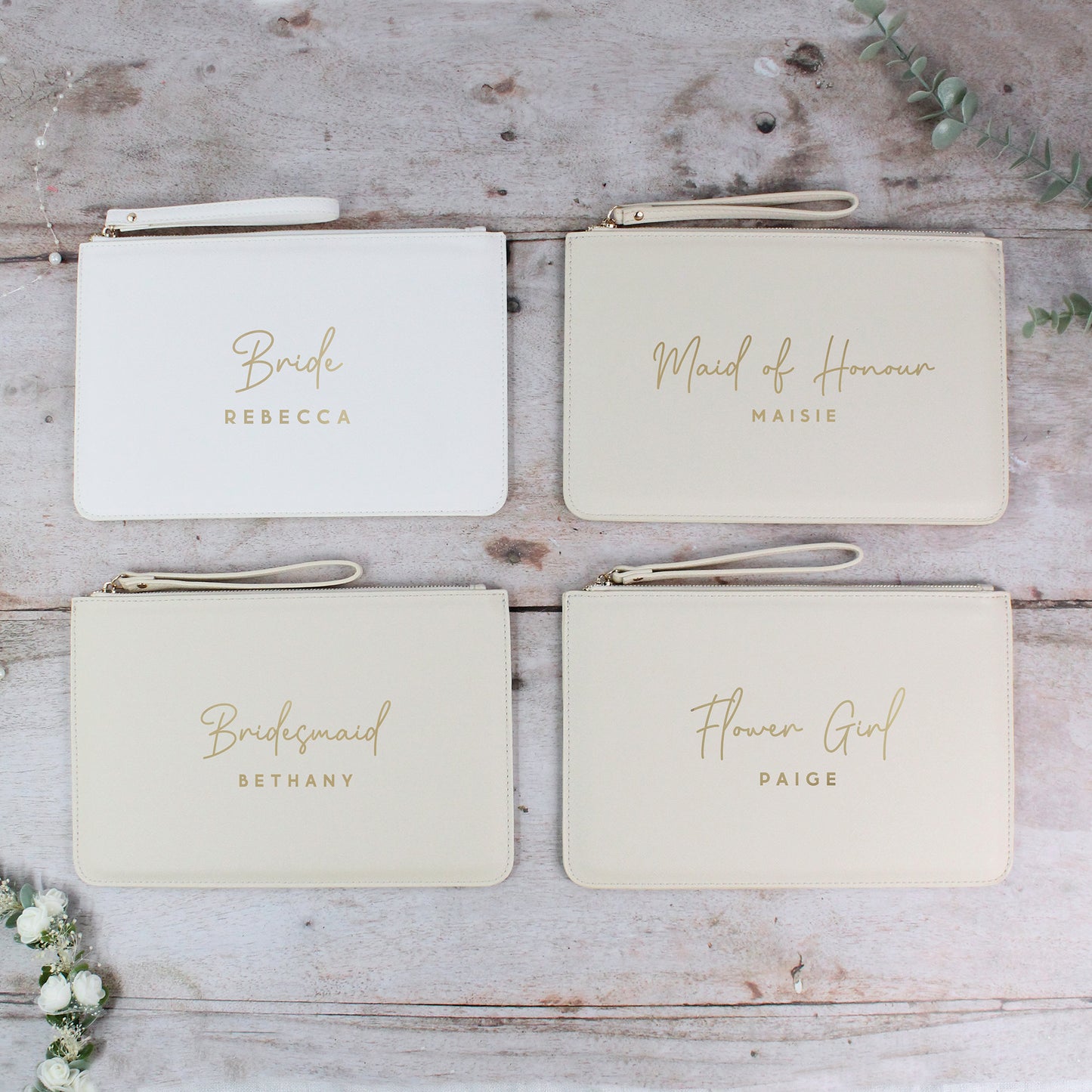 Personalised PU Leather Clutch Bag with Wedding Role & Name