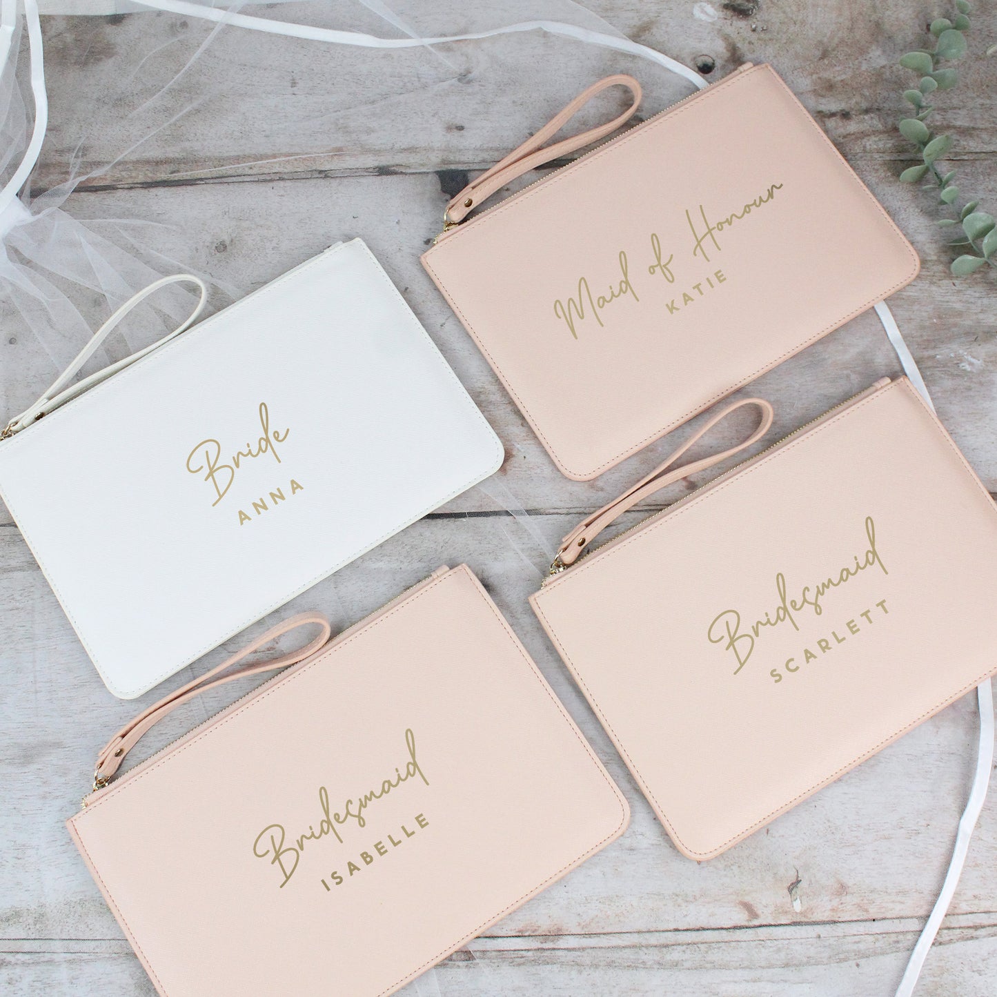 Personalised PU Leather Clutch Bag with Wedding Role & Name