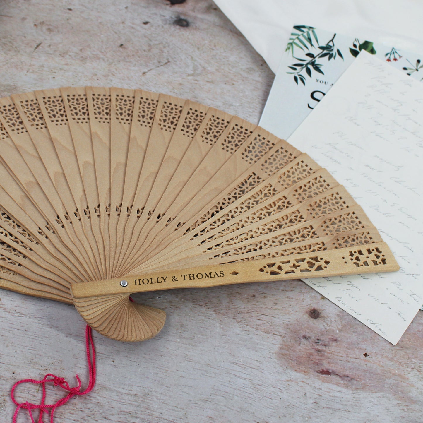 Personalised Sandlewood Wedding Hand Fans for Guests