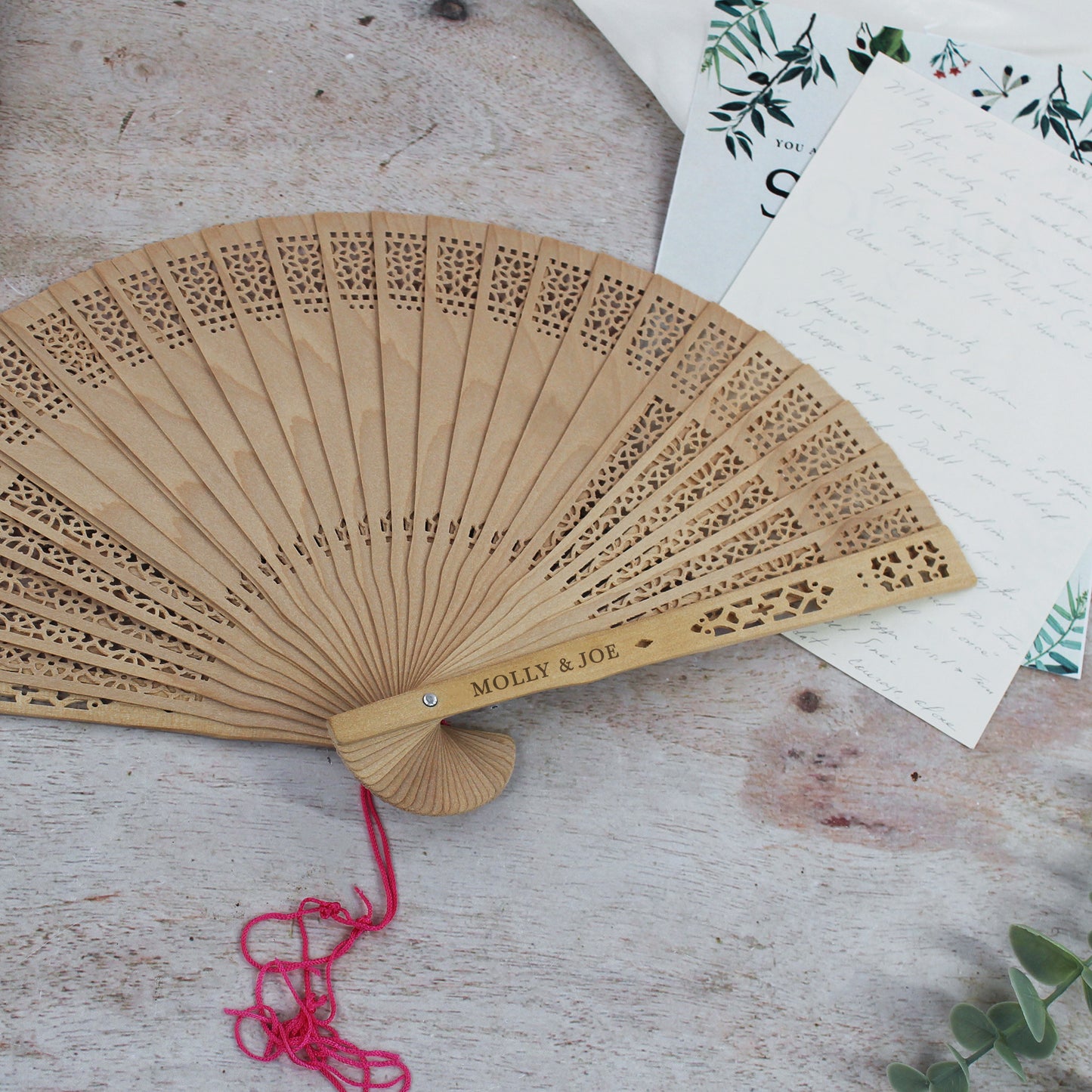 Personalised Sandlewood Wedding Hand Fans for Guests
