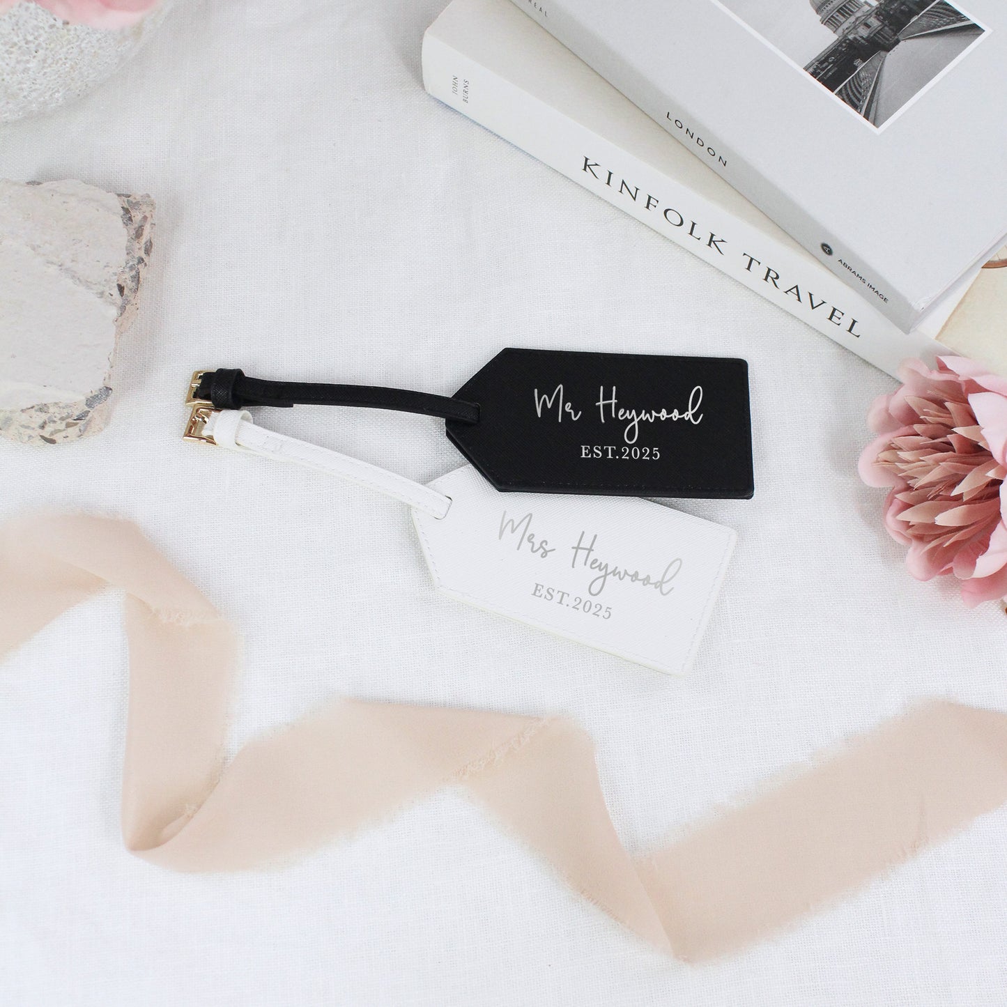 Personalised Mr & Mrs Luggage Tags with Married Name & Year