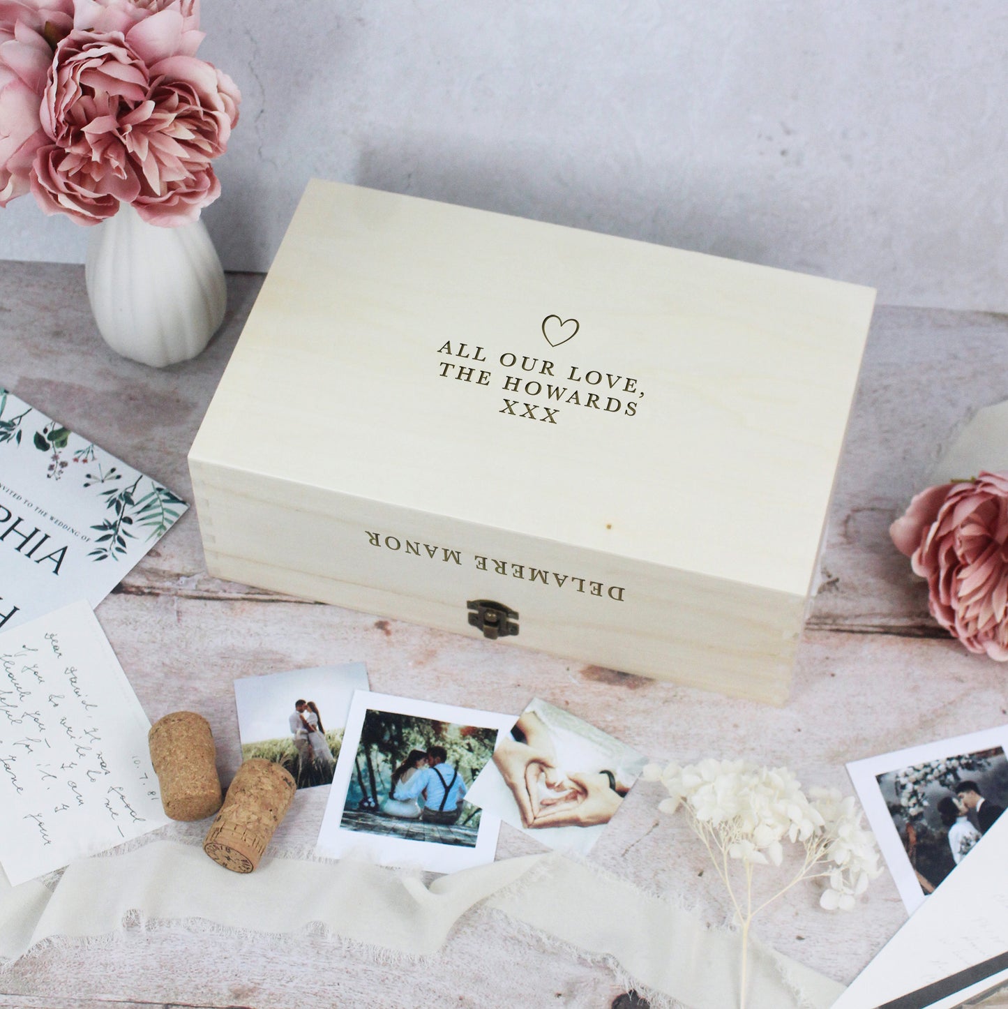 Personalised Wooden Wedding Memory Box in 6 Sizes