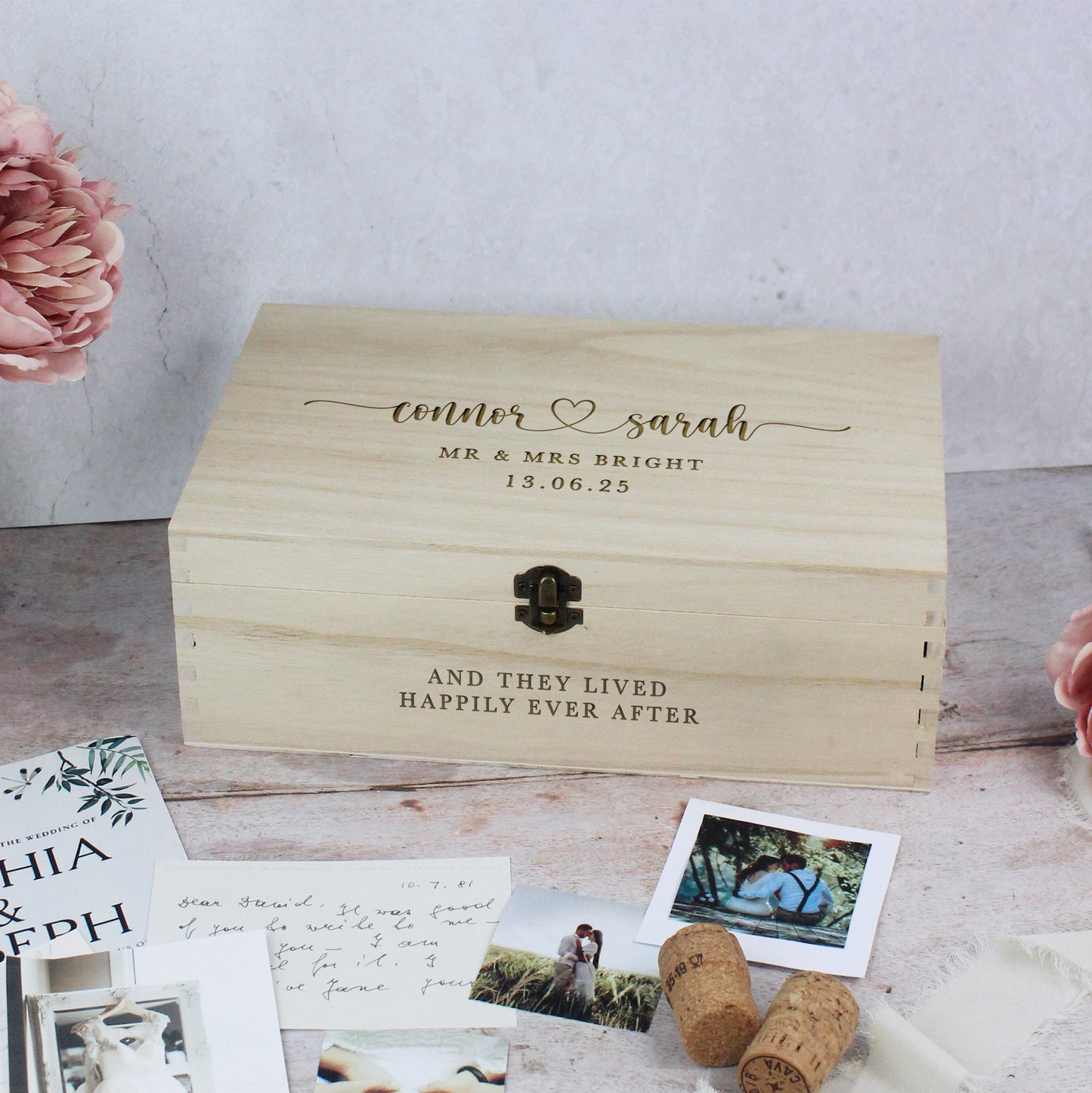 Personalised Wooden Wedding Memory Box in 6 Sizes