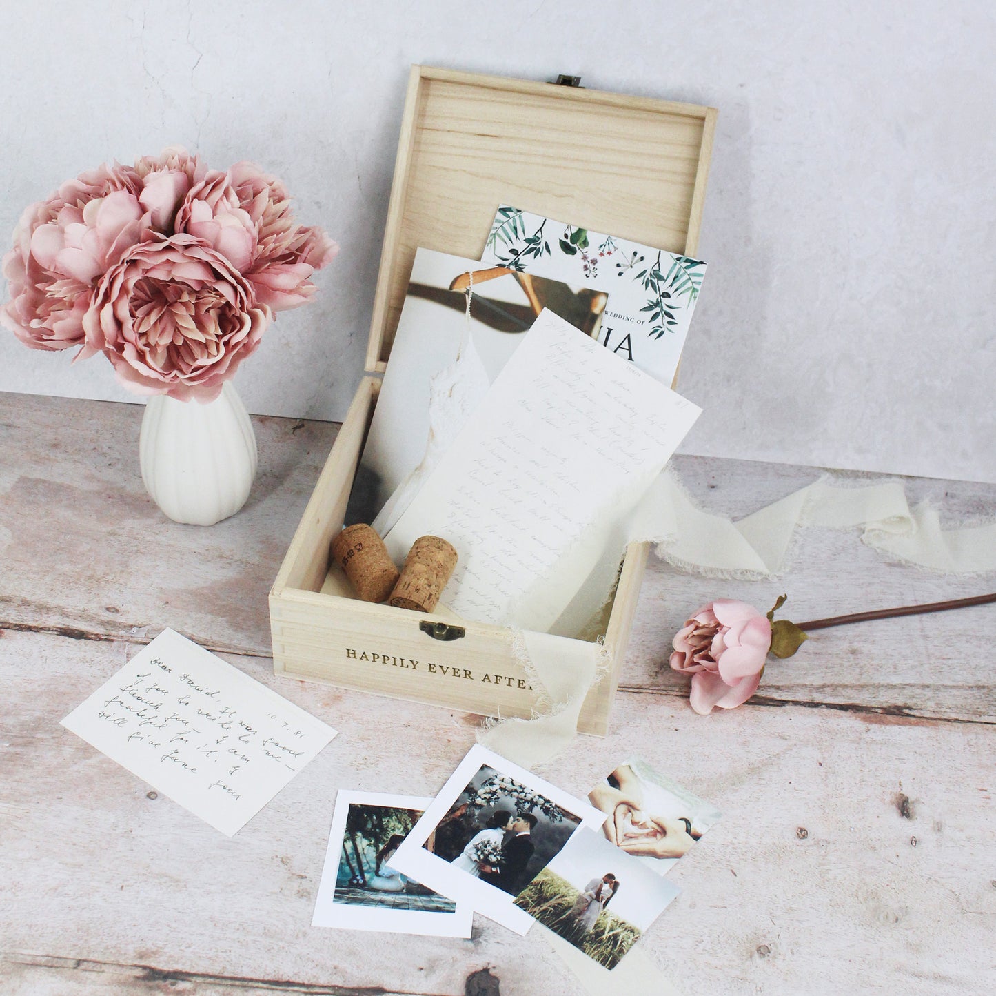 Personalised Wooden Wedding Memory Box in 6 Sizes