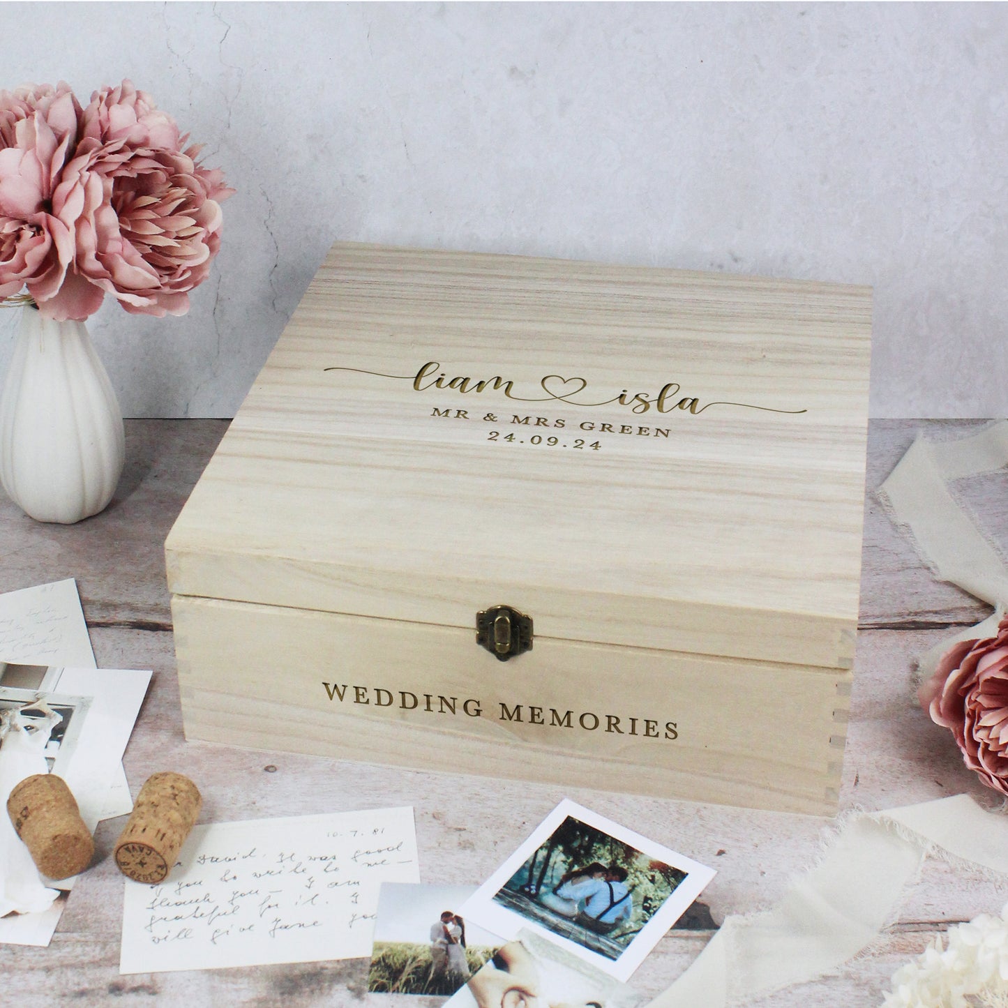 Personalised Wooden Wedding Memory Box in 6 Sizes
