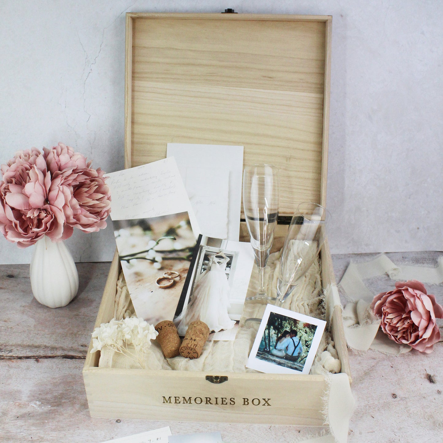 Personalised Wooden Wedding Memory Box in 6 Sizes