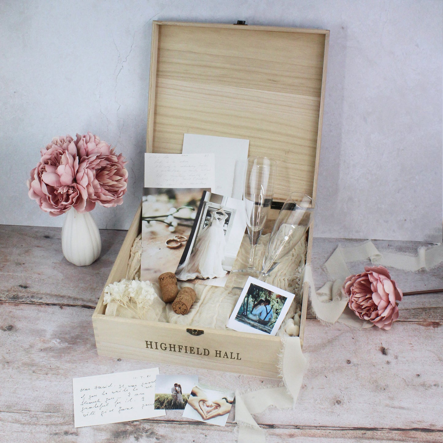 Personalised Wooden Wedding Memory Box in 6 Sizes