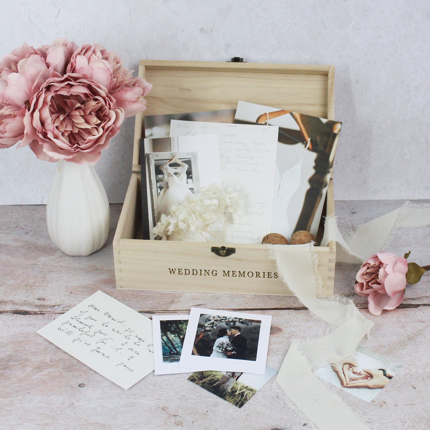 Personalised Wooden Wedding Memory Box in 6 Sizes