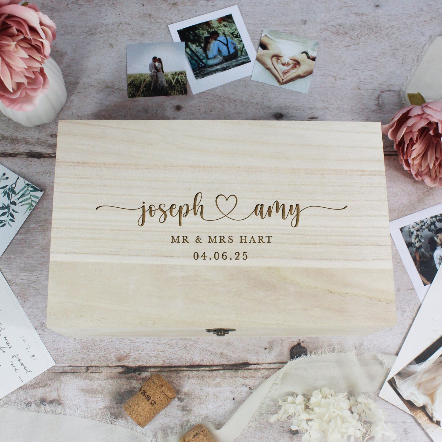 Personalised Wooden Wedding Memory Box in 6 Sizes