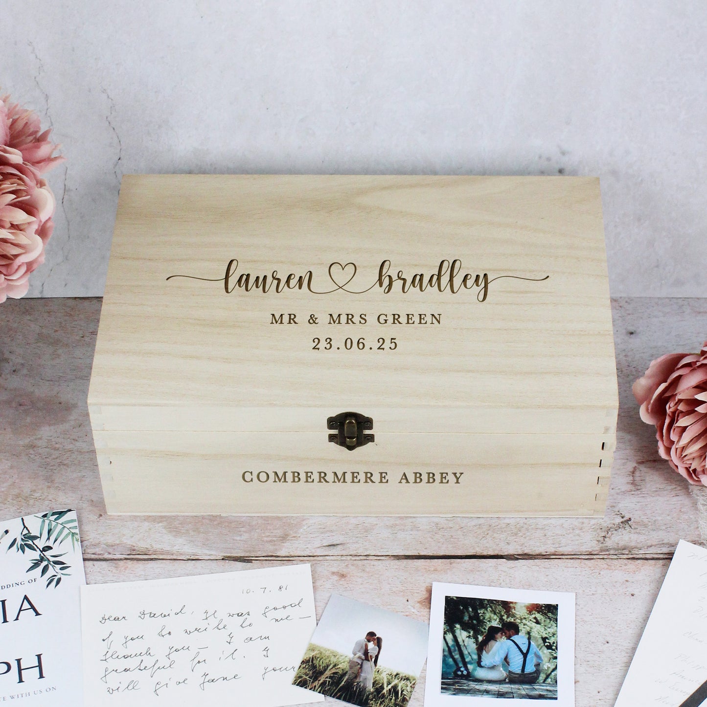 Personalised Wooden Wedding Memory Box in 6 Sizes