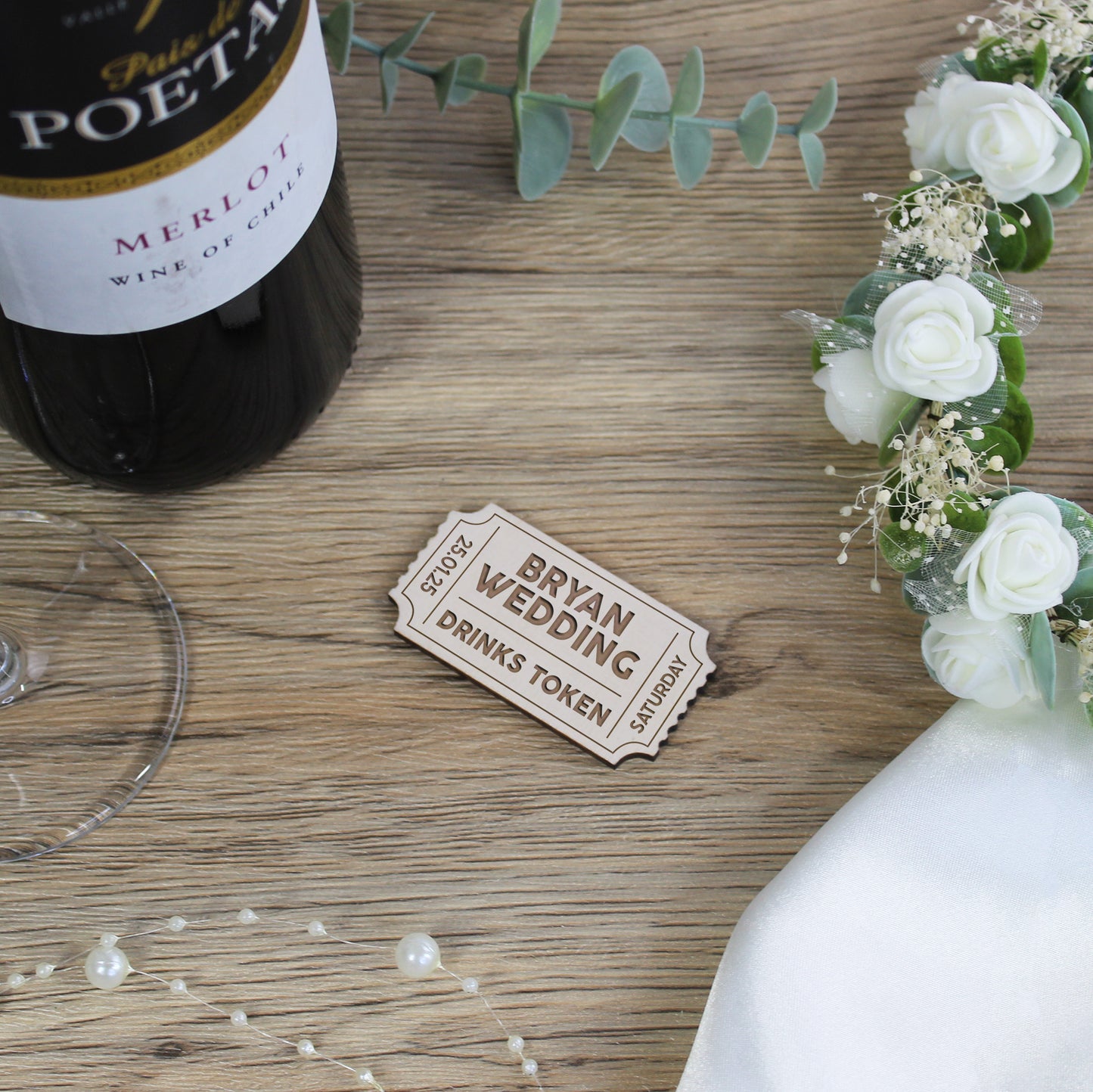 Personalised Wedding Drinks Tokens
