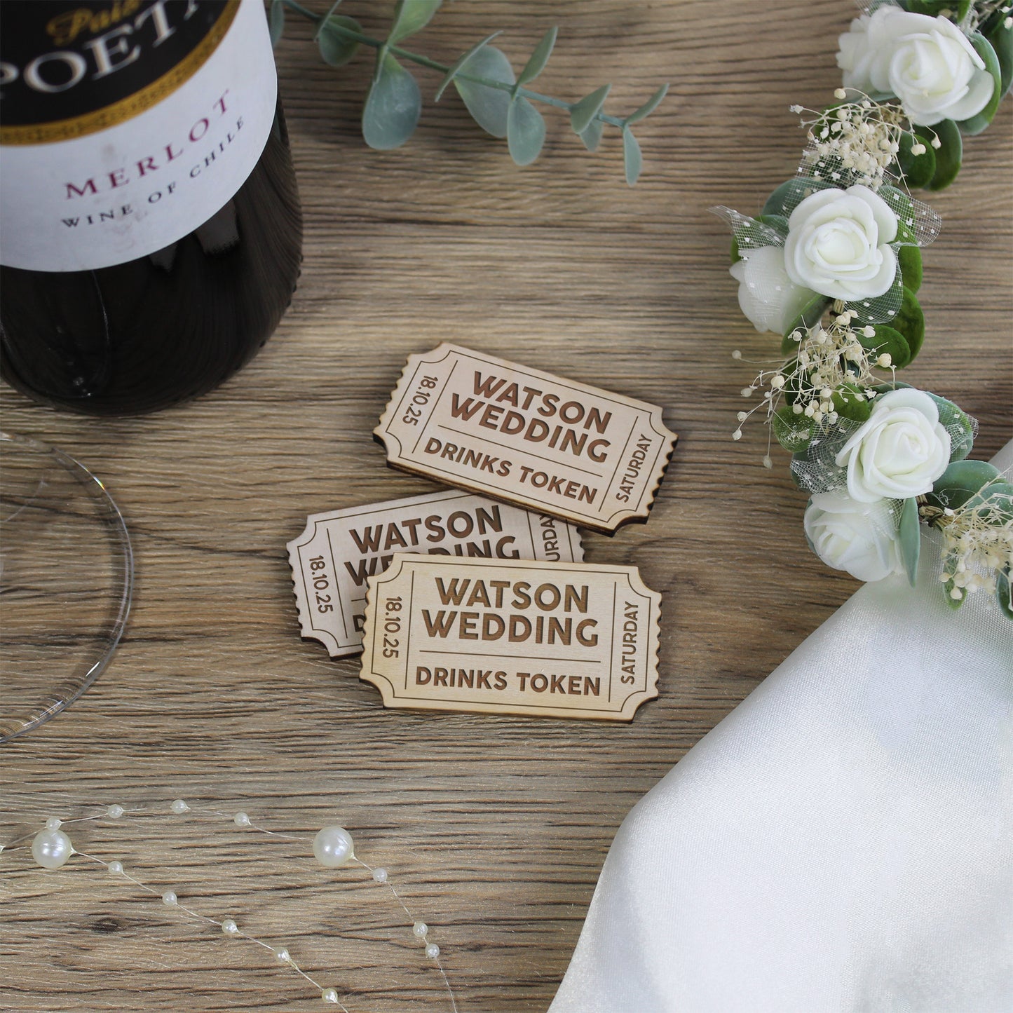 Personalised Wedding Drinks Tokens
