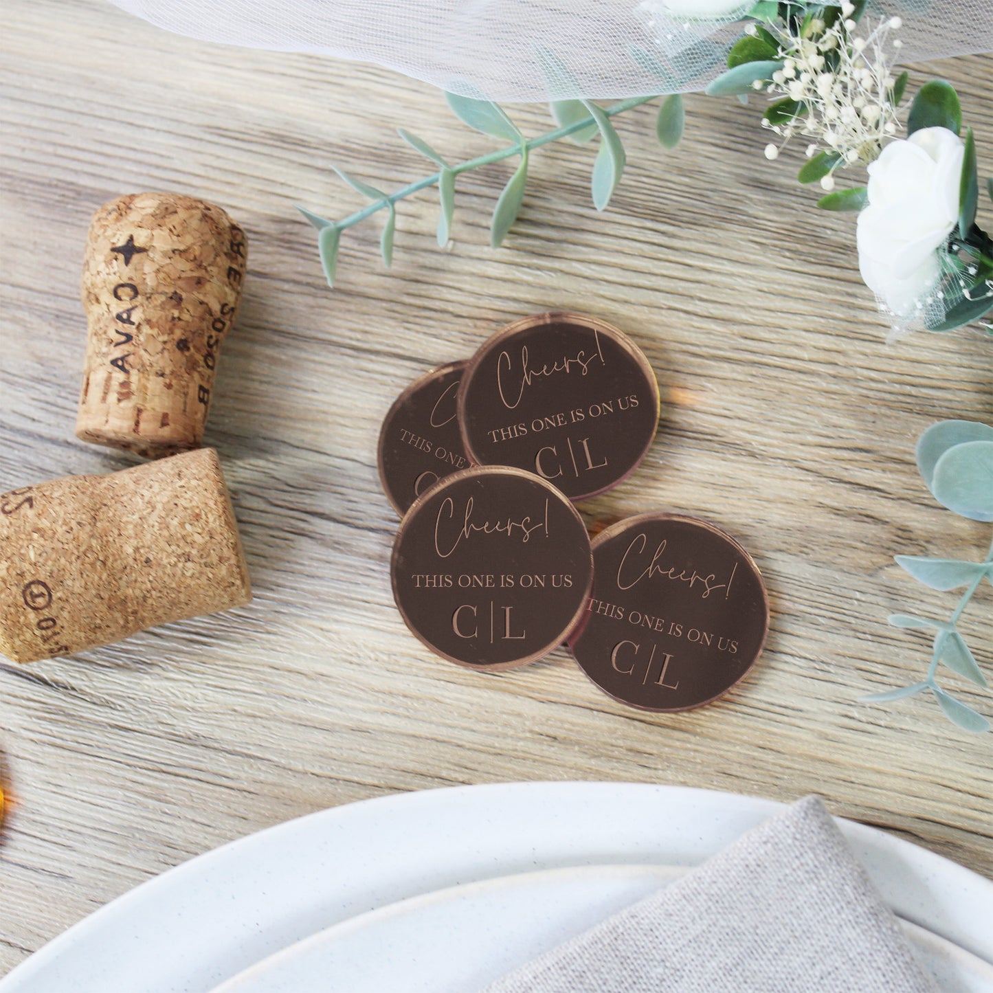 Personalised Acrylic Wedding Drink Tokens