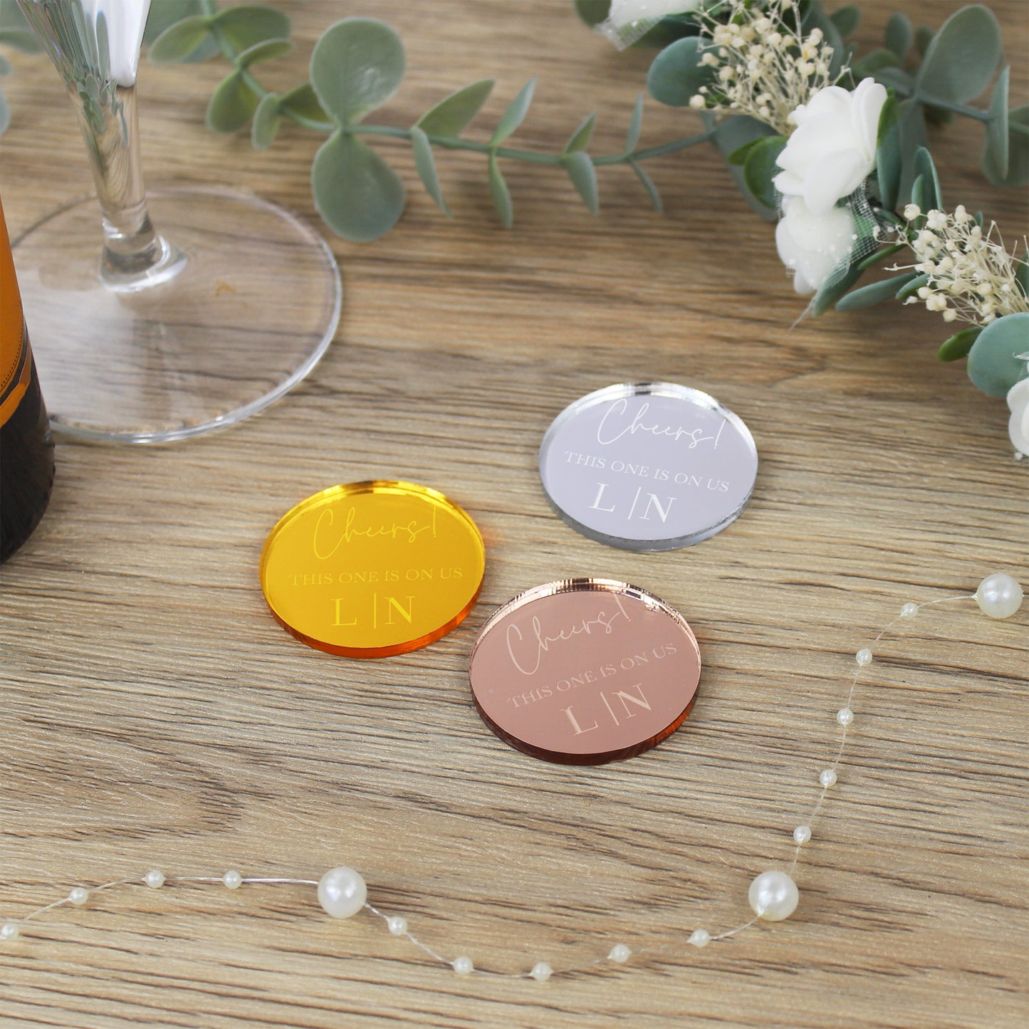 Personalised Acrylic Wedding Drink Tokens