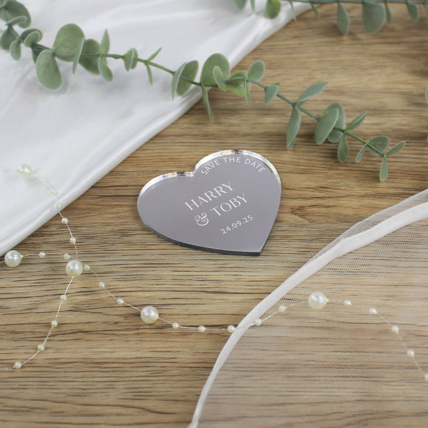 Personalised Love Heart Acrylic Save The Dates