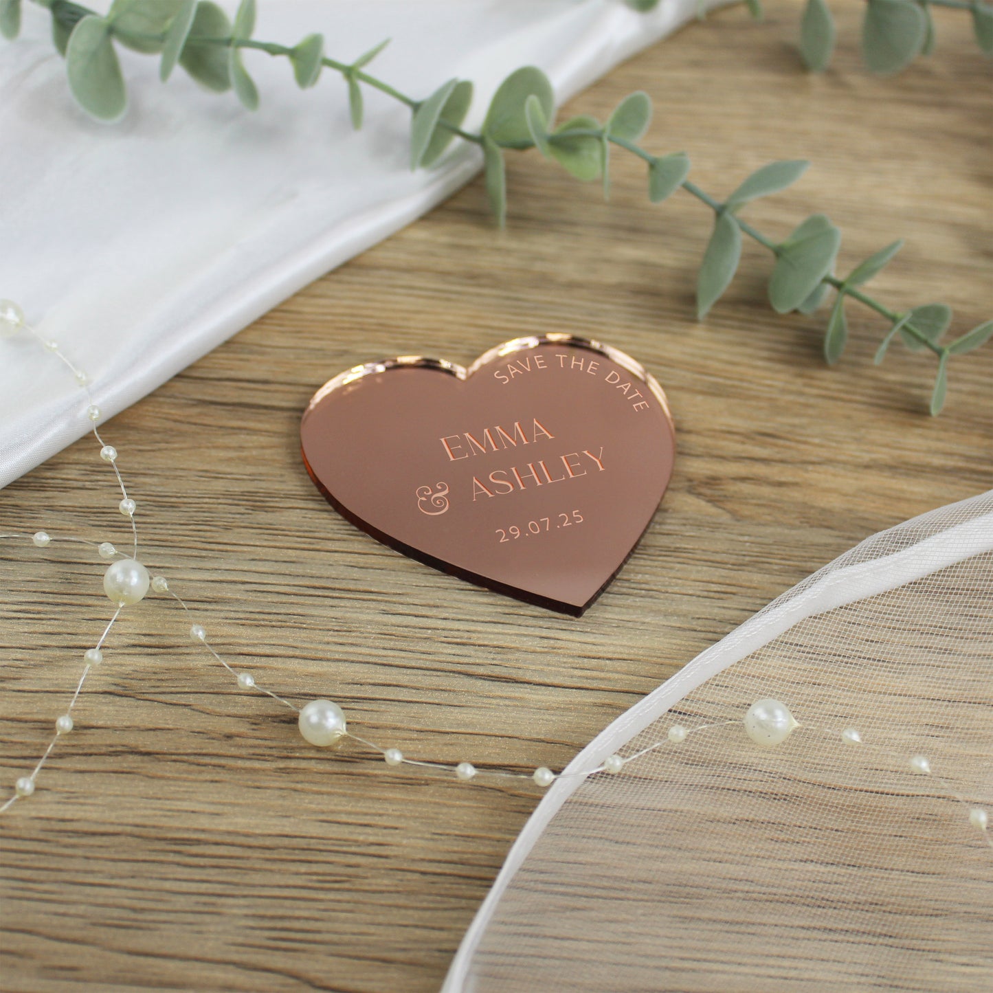Personalised Love Heart Acrylic Save The Dates