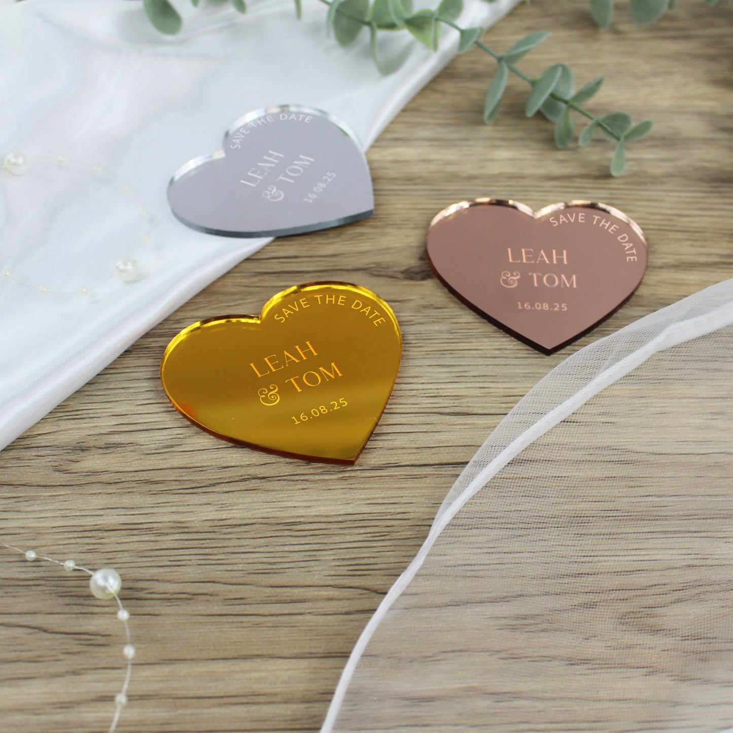 Personalised Love Heart Acrylic Save The Dates