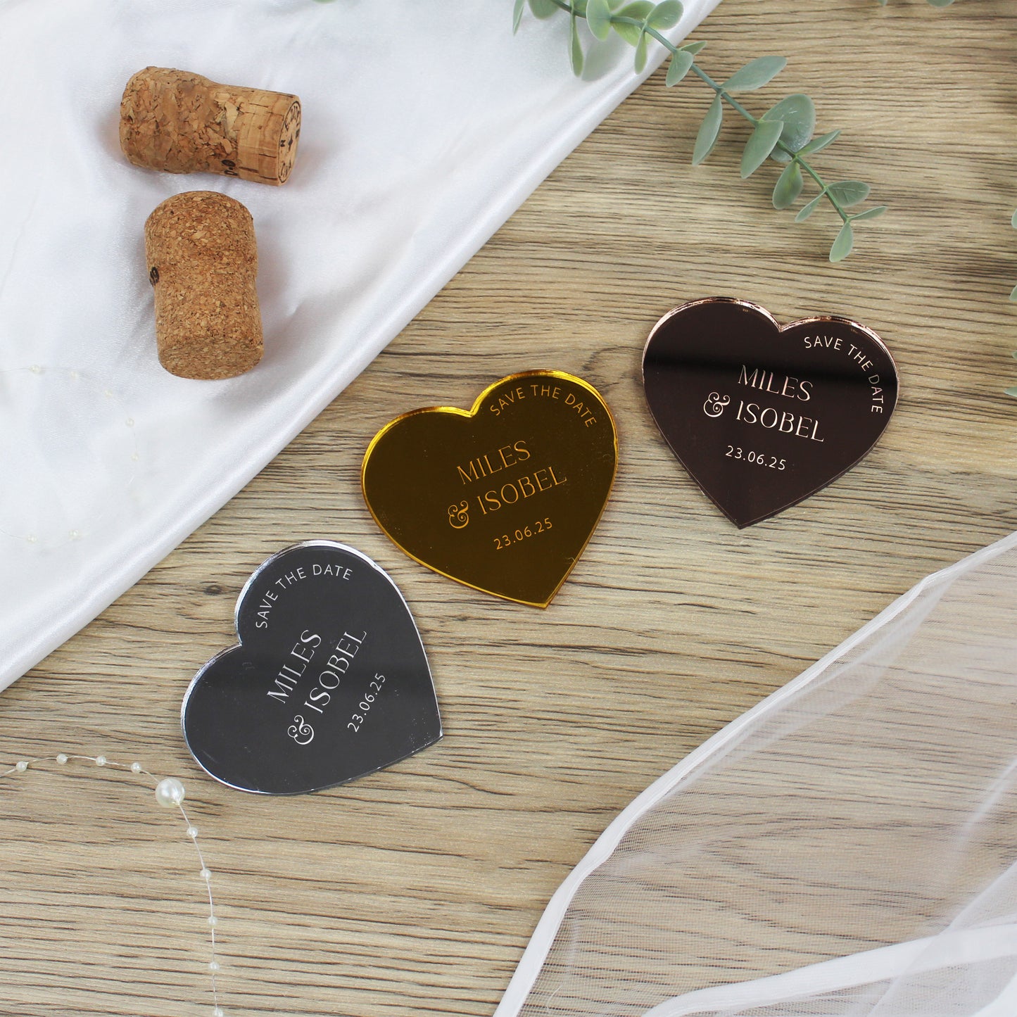 Personalised Love Heart Acrylic Save The Dates