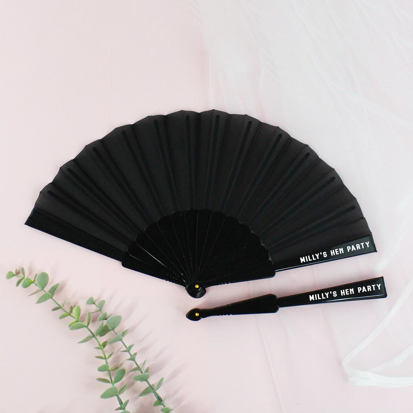 Personalised Black and White Hen Party Hand Fans