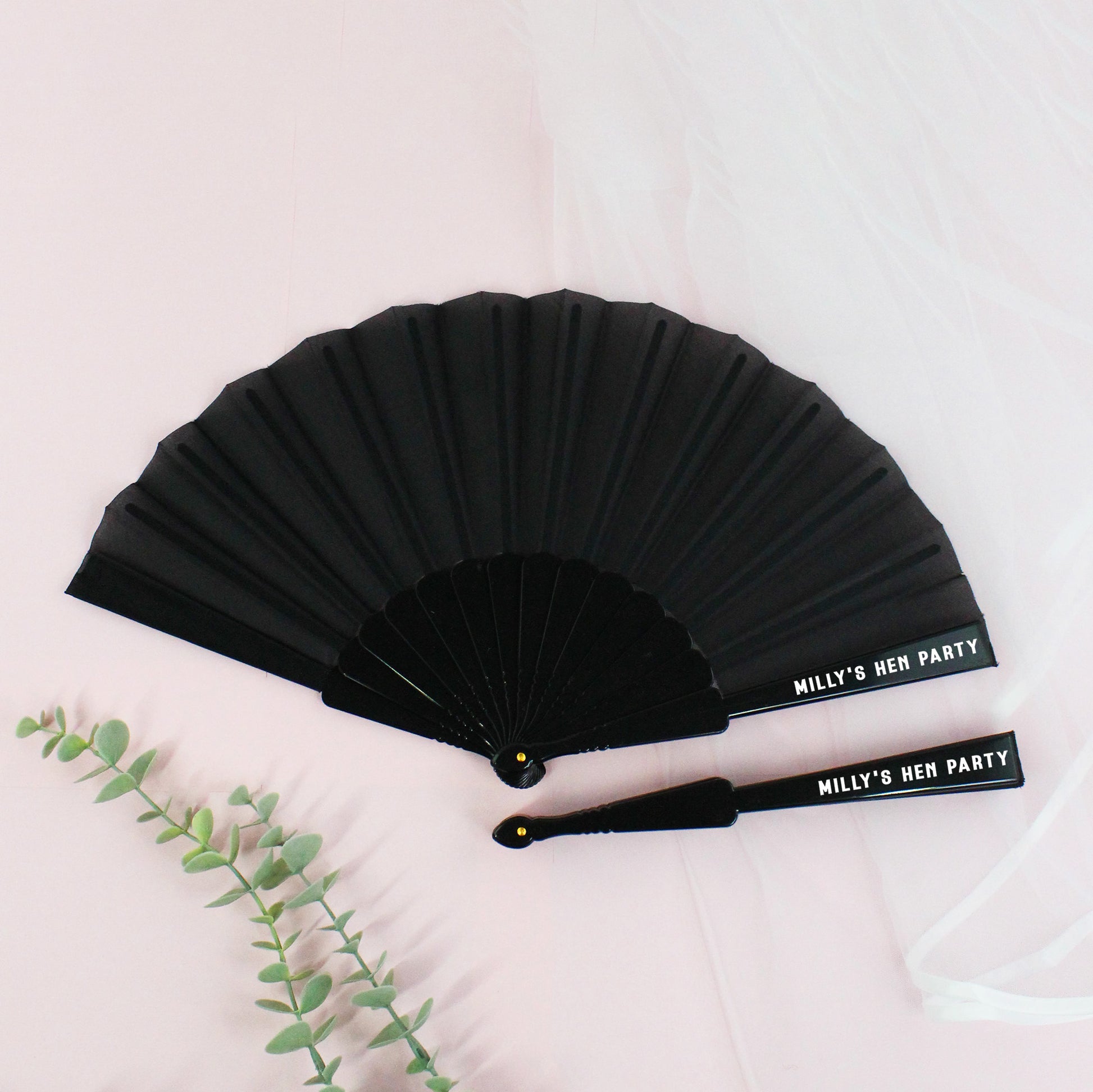 Personalised Black and White Hen Party Hand Fans
