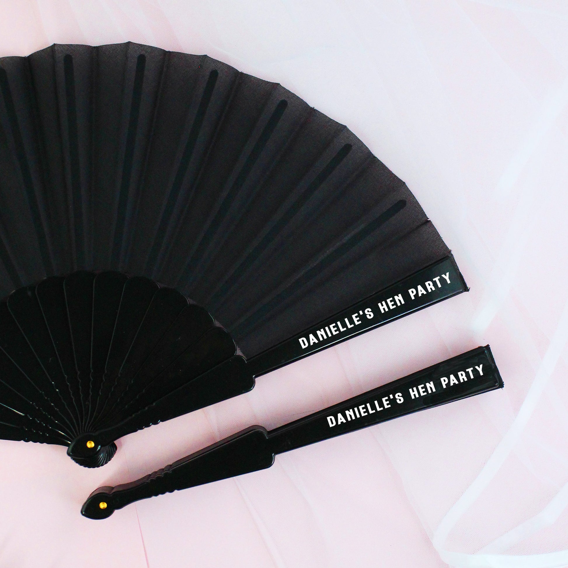 Personalised Black and White Hen Party Hand Fans