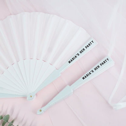 Personalised Black and White Hen Party Hand Fans