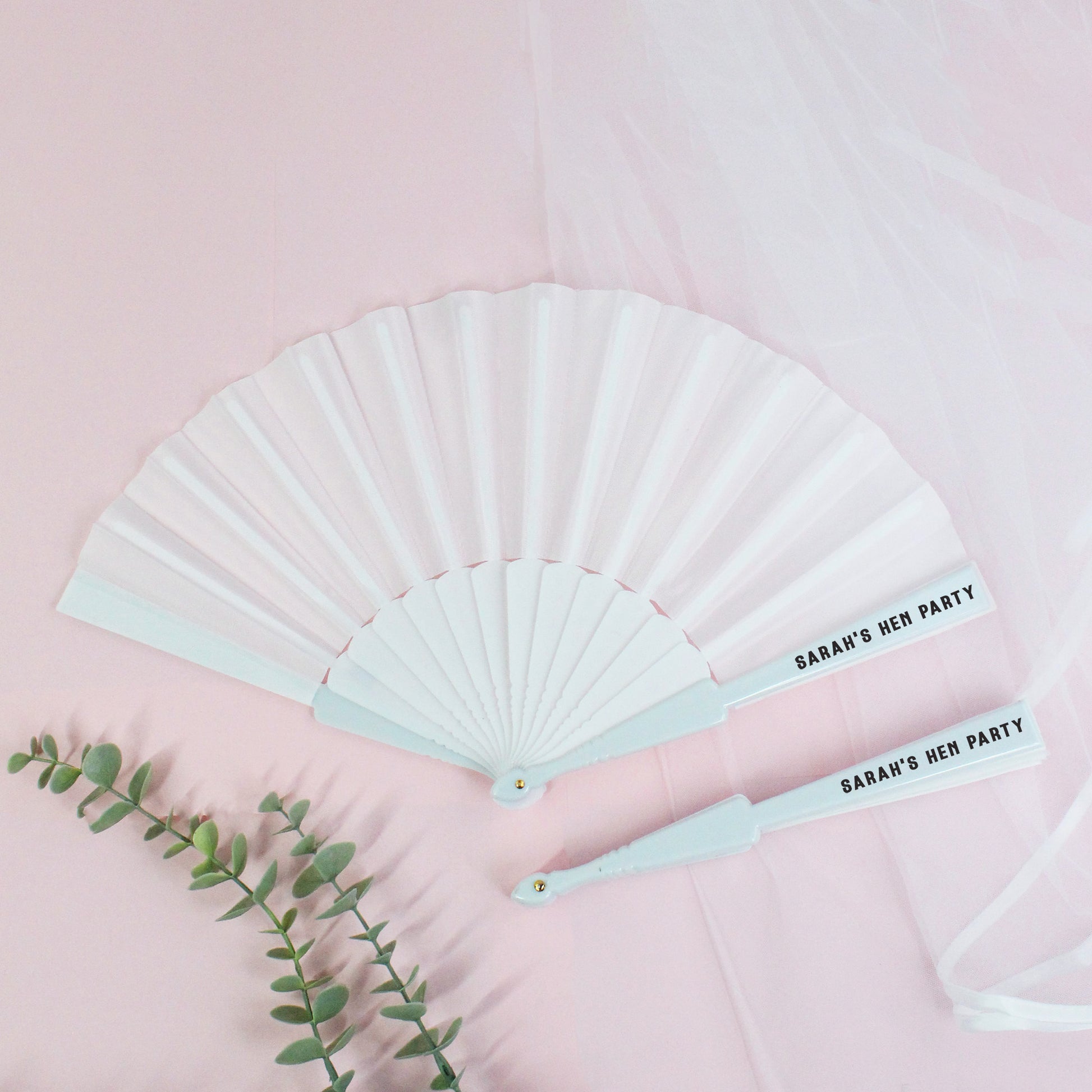 Personalised Black and White Hen Party Hand Fans