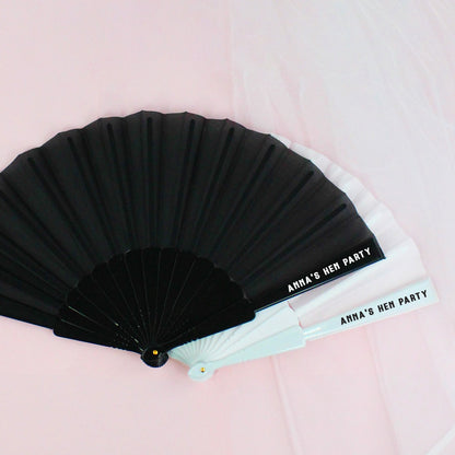 Personalised Black and White Hen Party Hand Fans