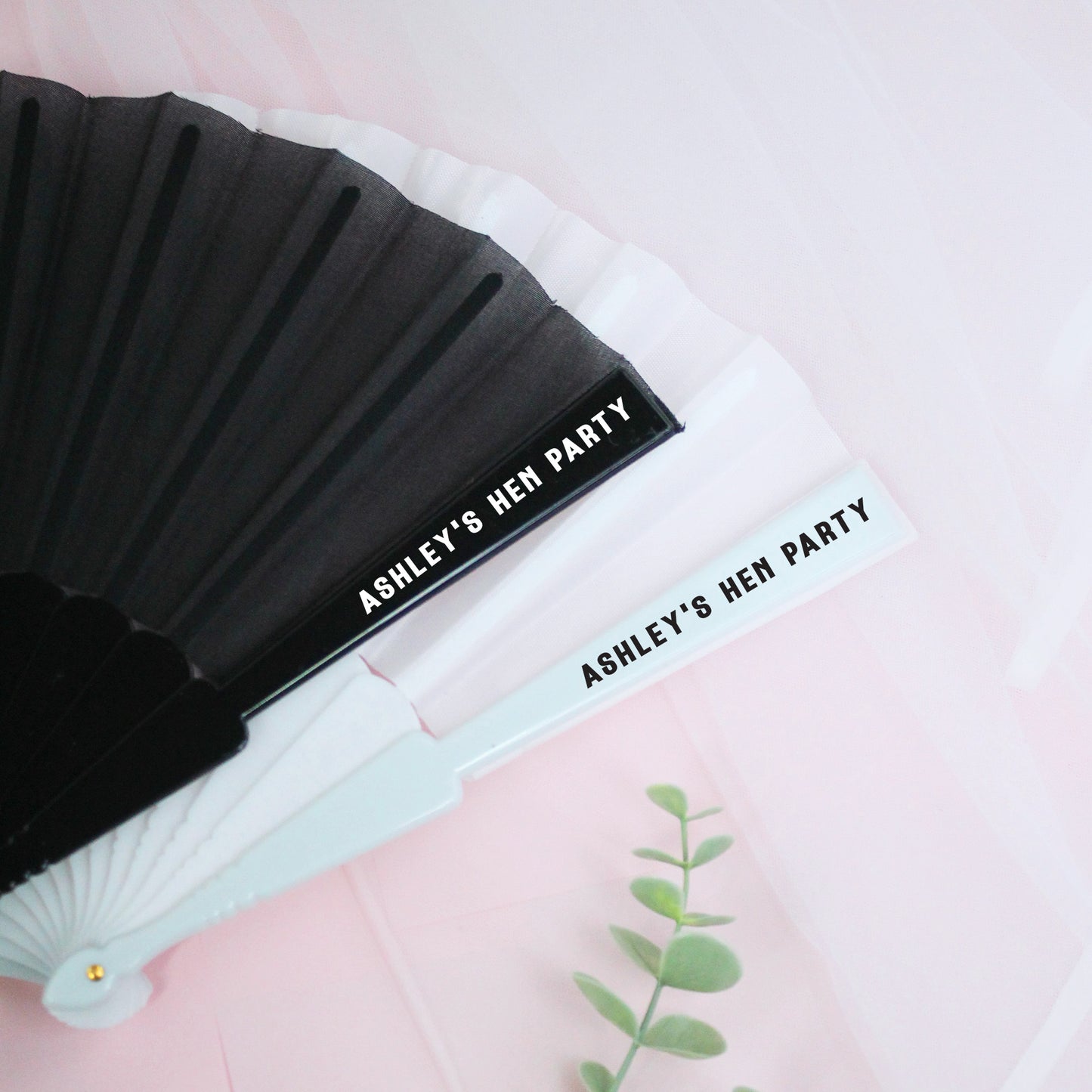 Personalised Black and White Hen Party Hand Fans