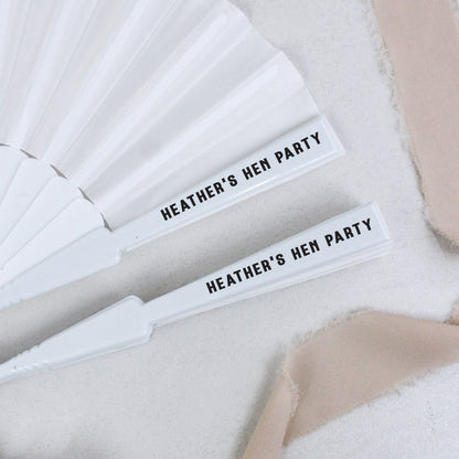 Personalised Black and White Hen Party Hand Fans