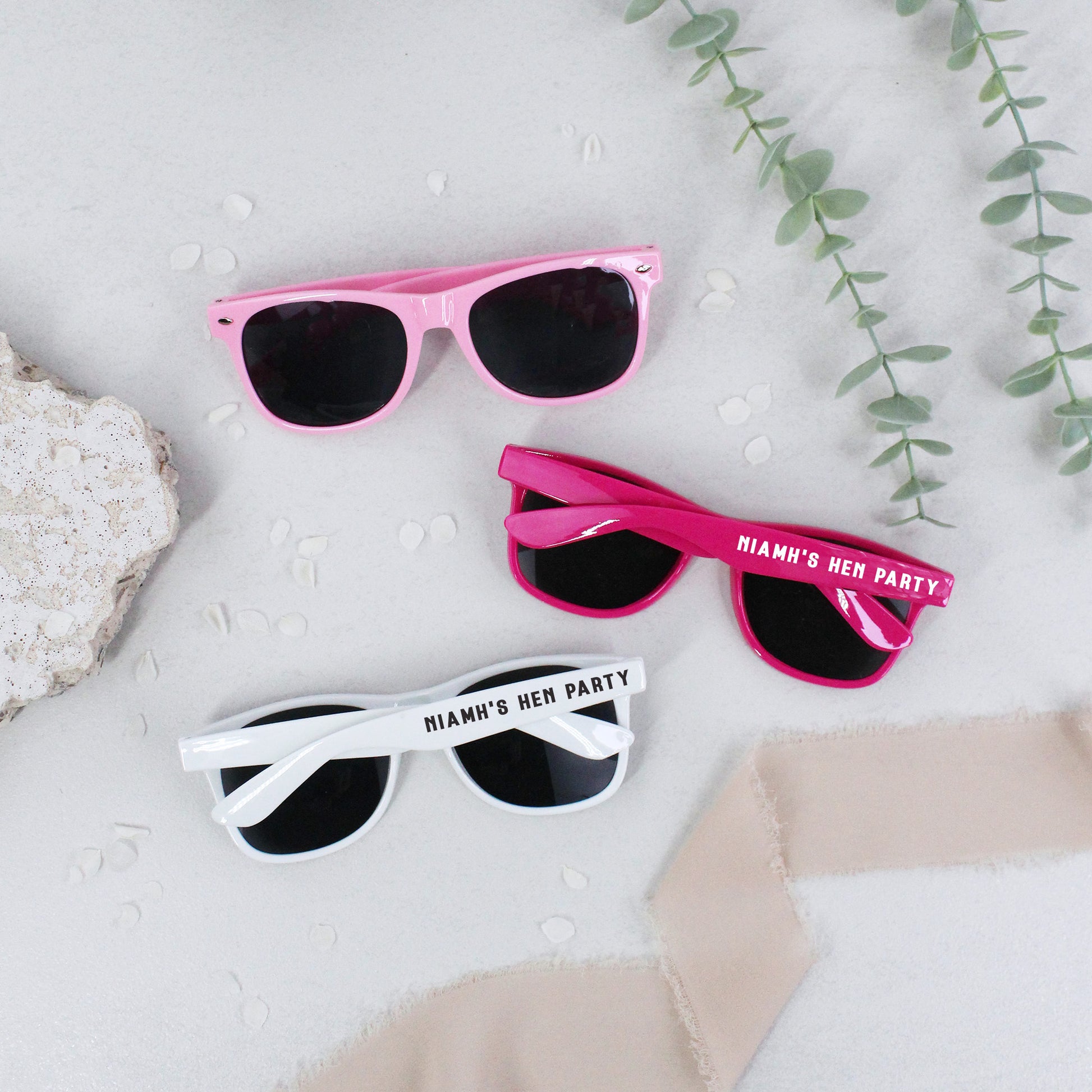 Personalised Hen Party Sunglasses - Pink & White