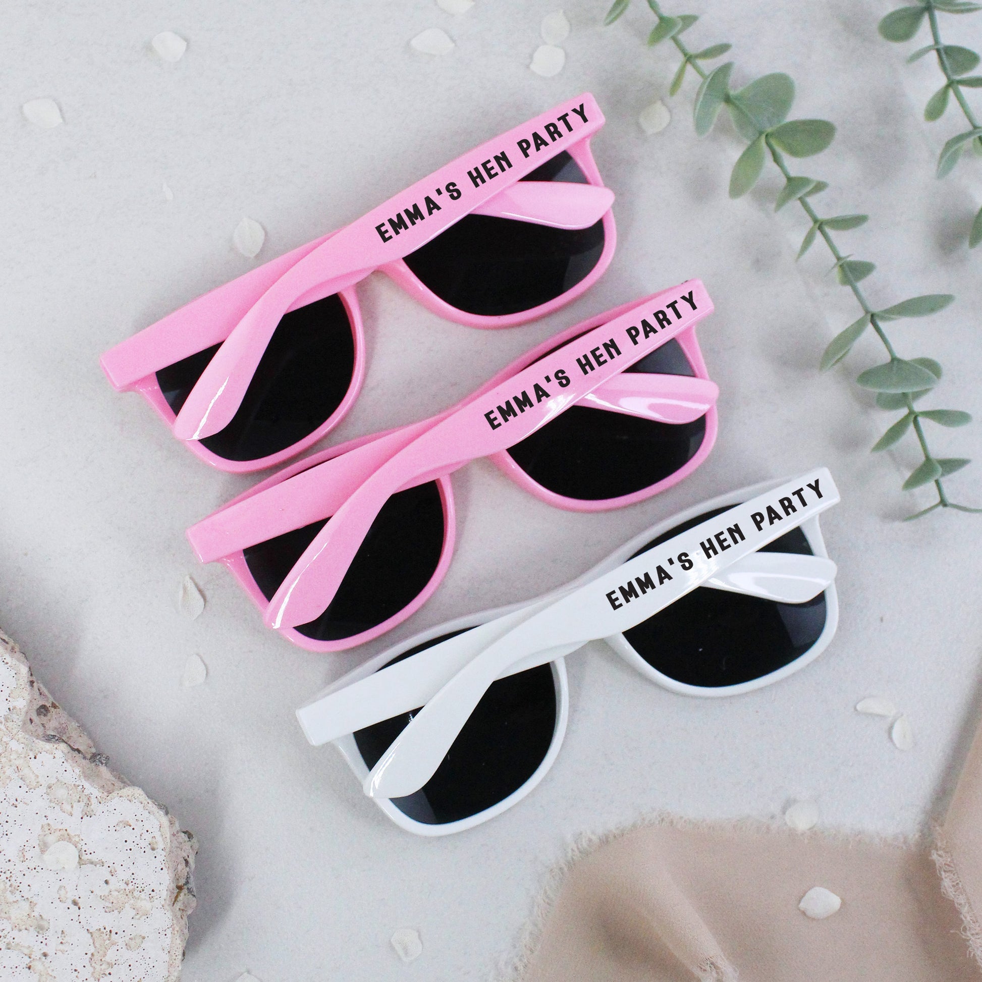 Personalised Hen Party Sunglasses - Pink & White