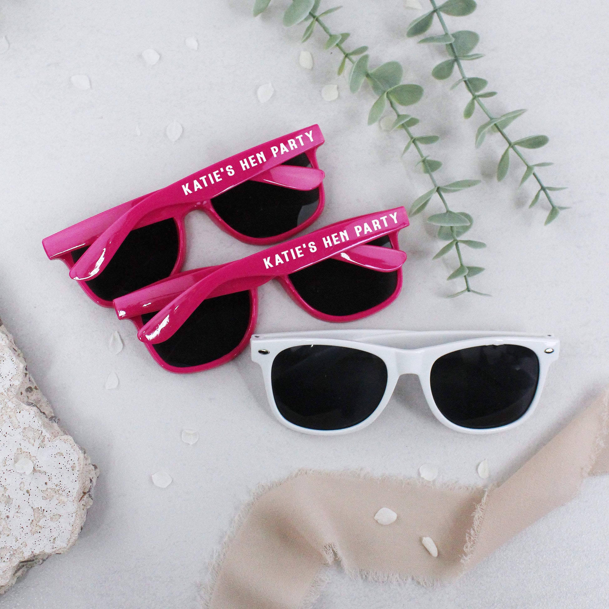 Personalised Hen Party Sunglasses - Pink & White
