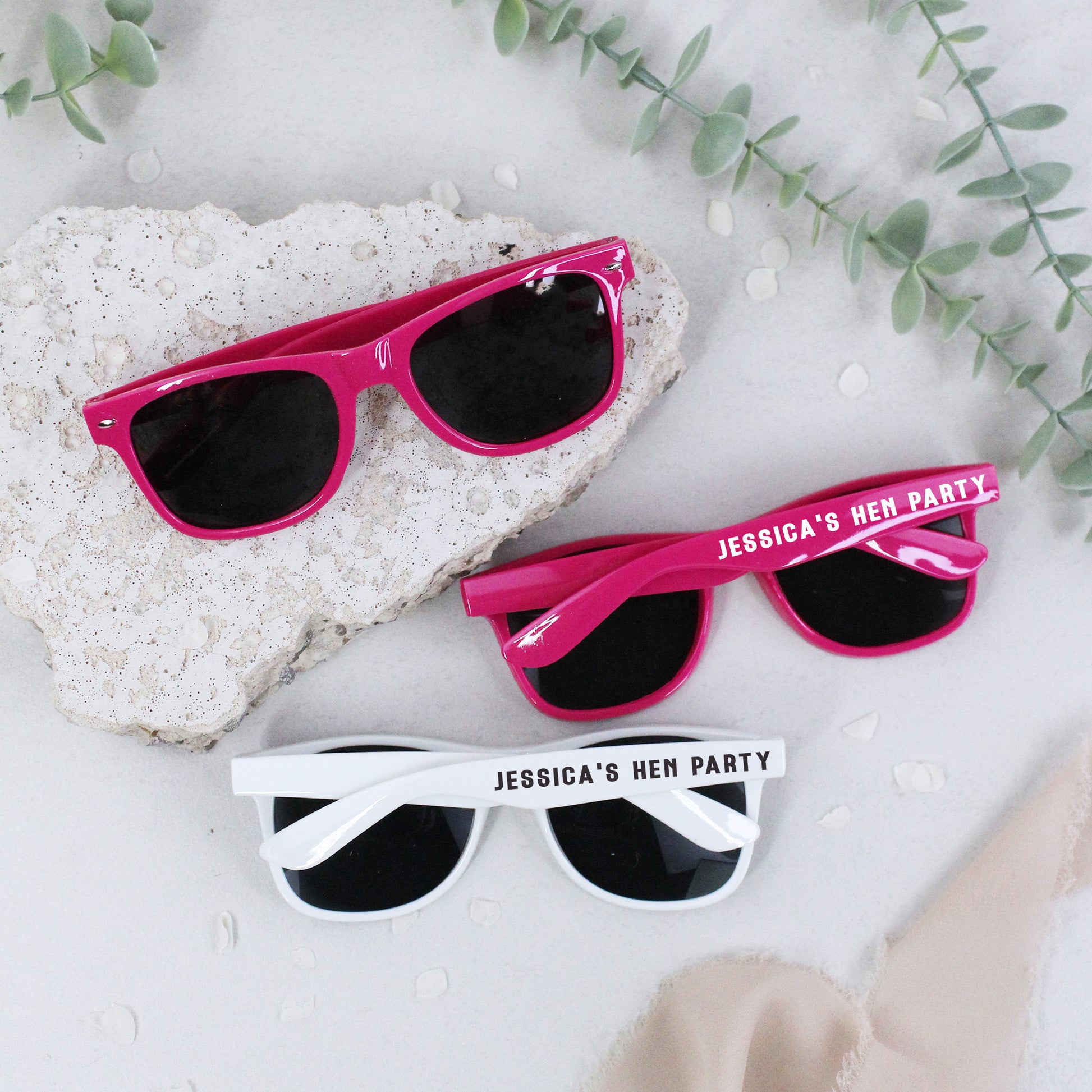Personalised Hen Party Sunglasses - Pink & White