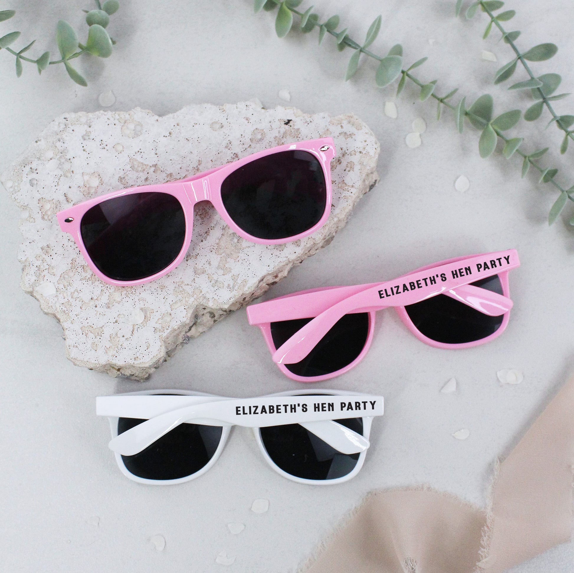 Personalised Hen Party Sunglasses - Pink & White