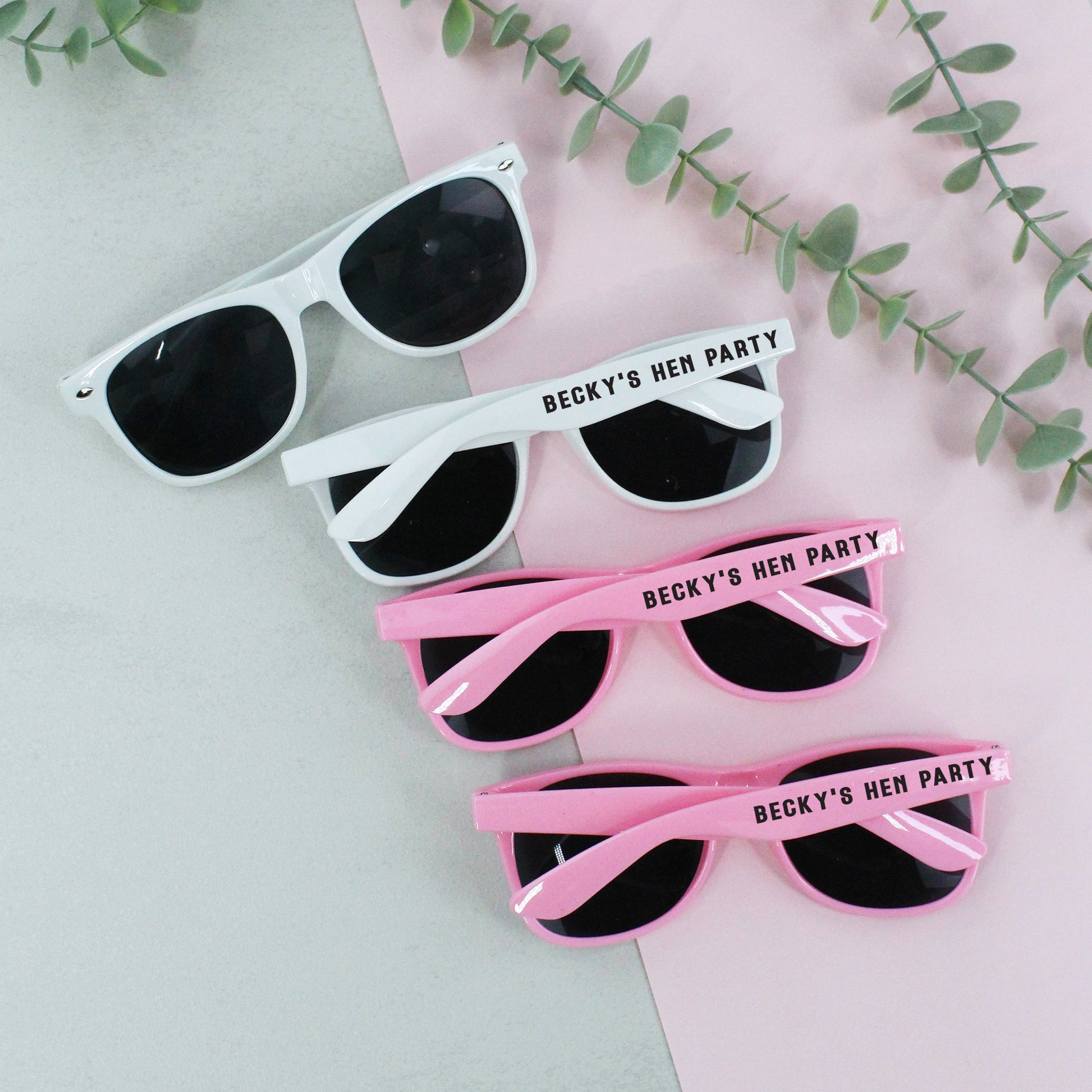 Personalised Hen Party Sunglasses - Pink & White