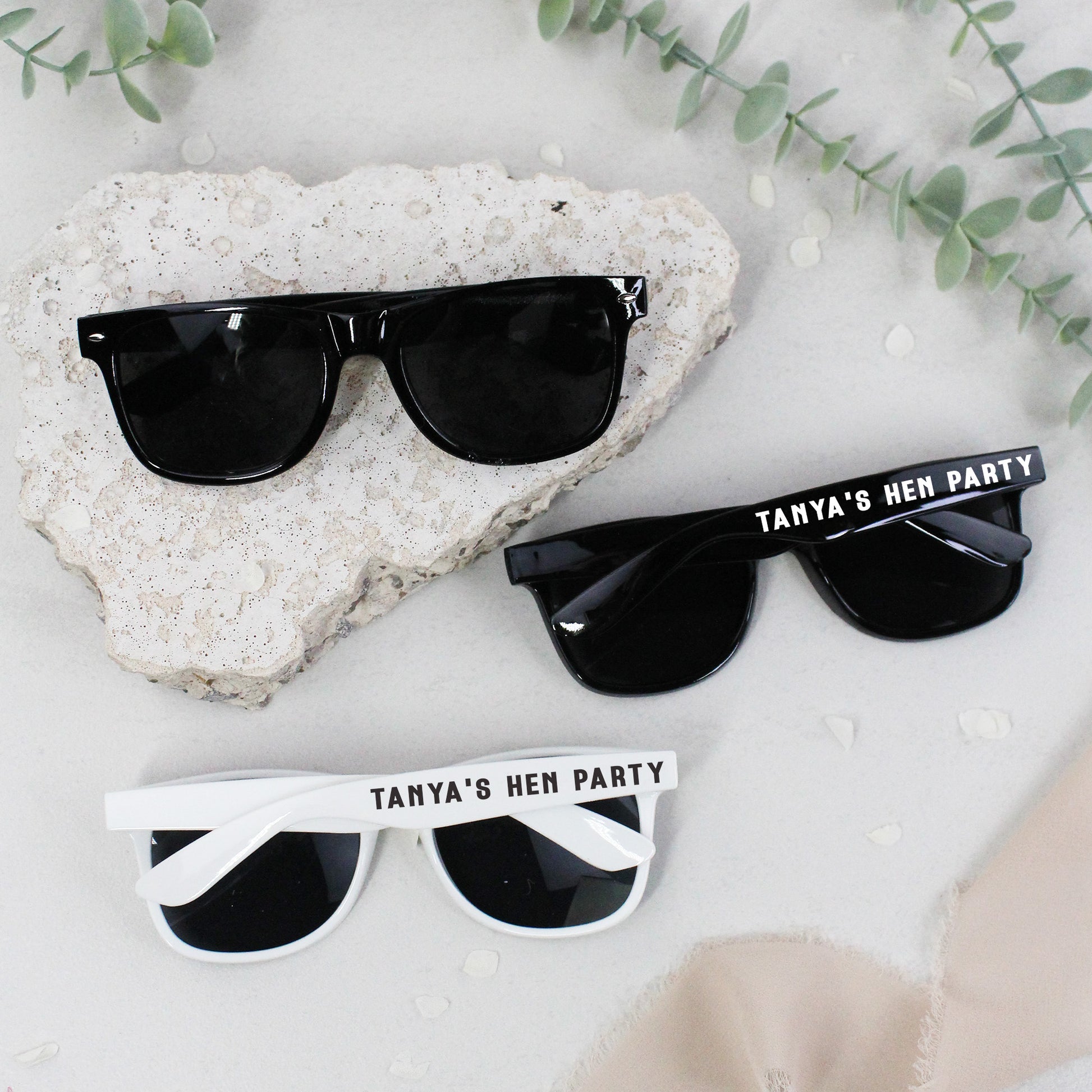 Personalised Black & White Hen Party Sunglasses