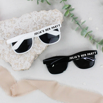 Personalised Black & White Hen Party Sunglasses