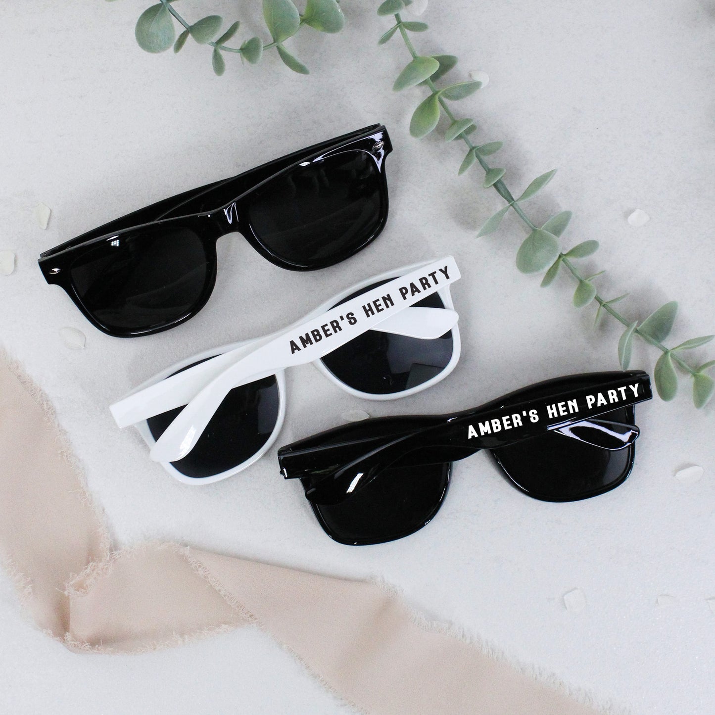 Personalised Black & White Hen Party Sunglasses