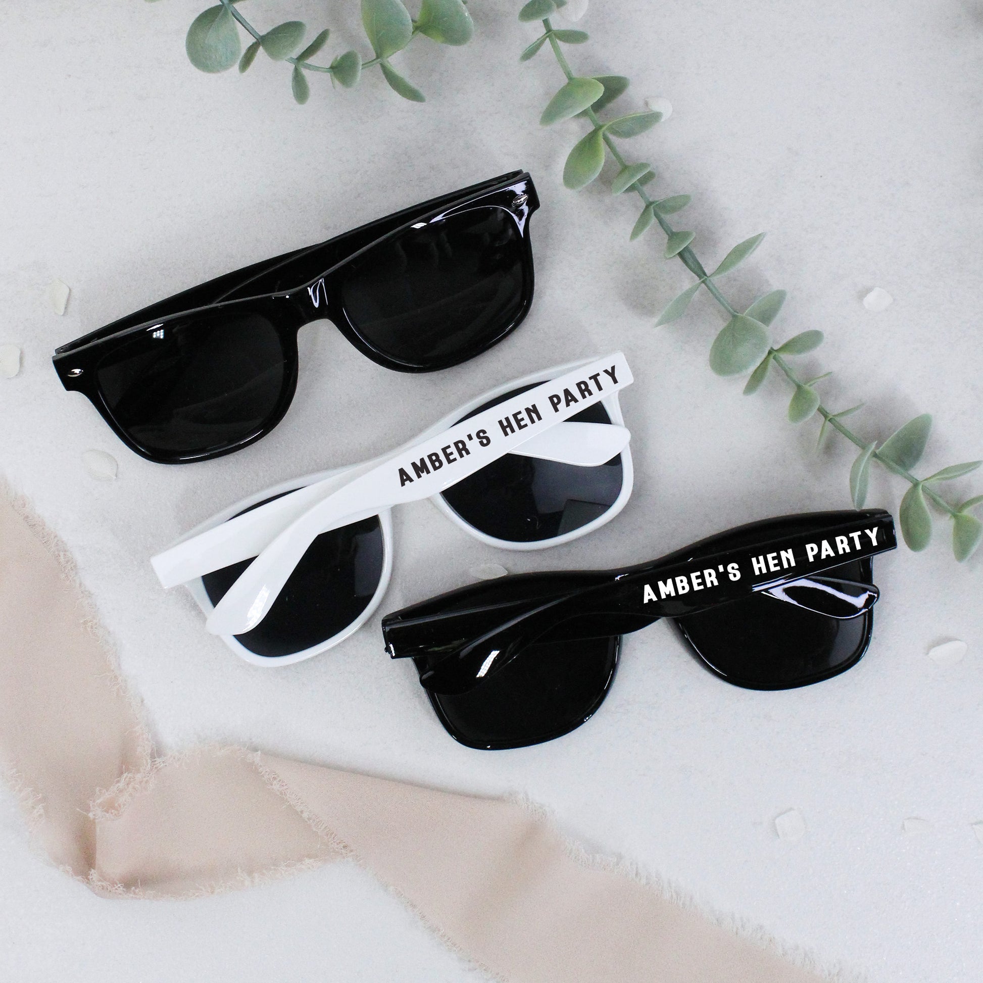 Personalised Black & White Hen Party Sunglasses