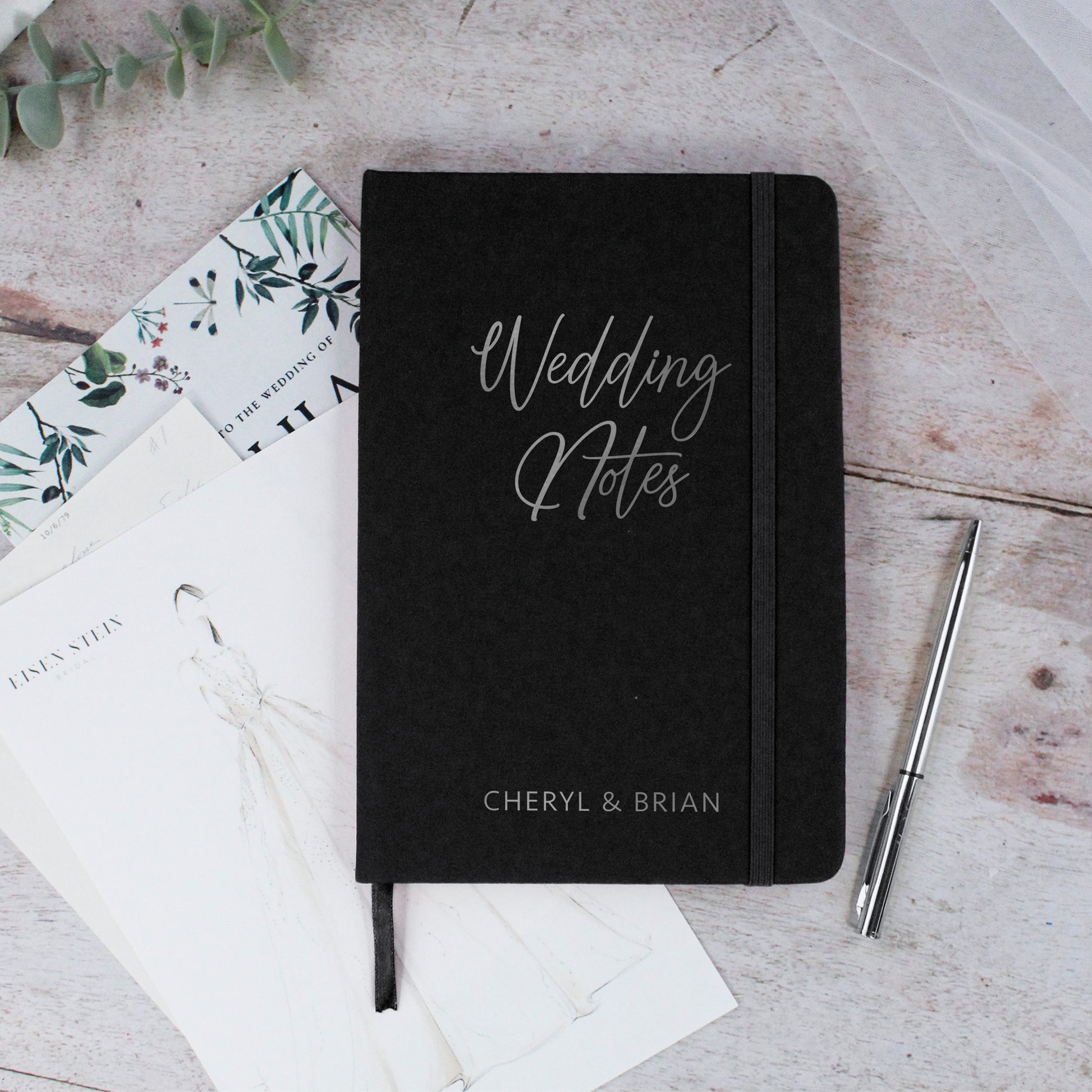 Personalised A5 Lined Wedding Notes Hardback Notebook