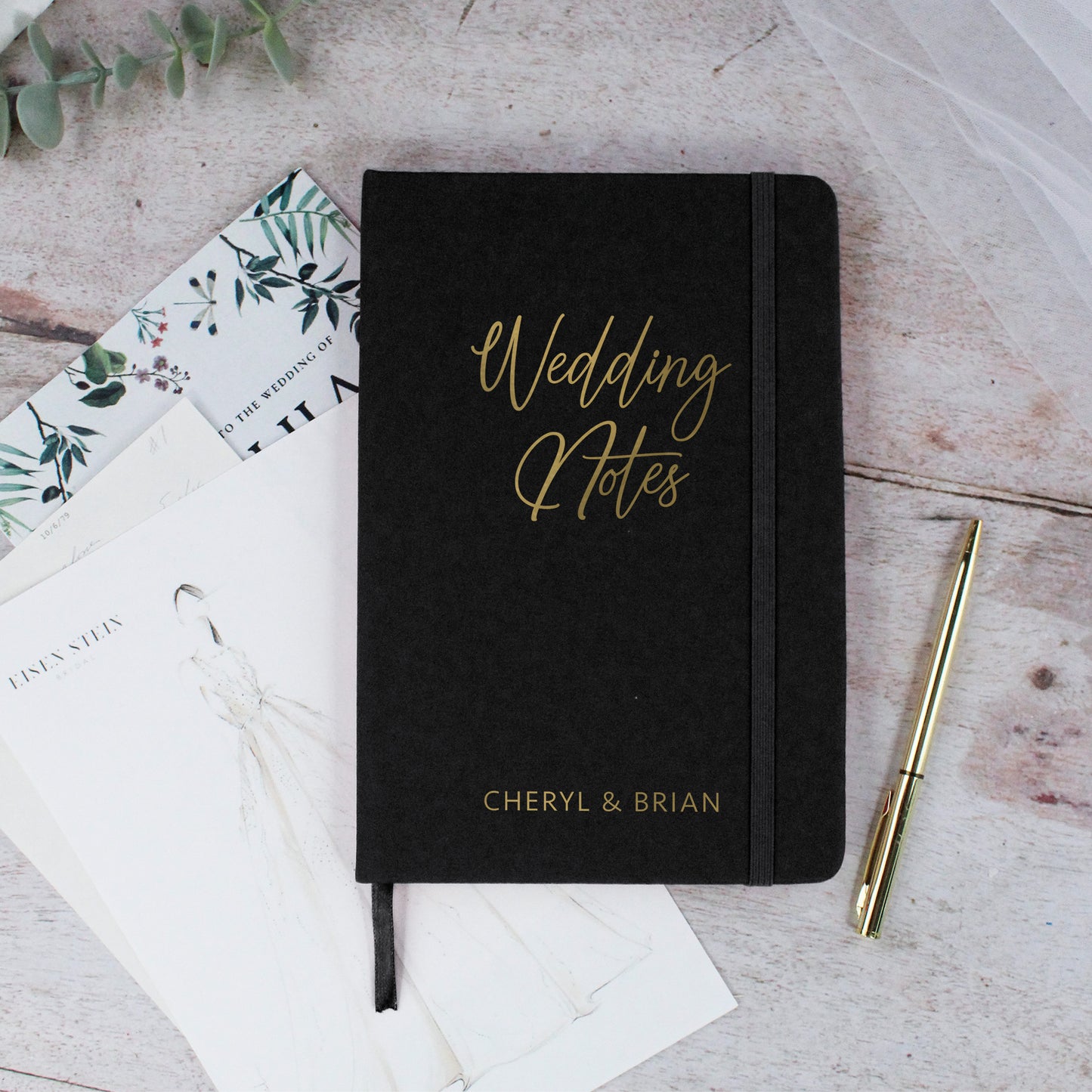 Personalised A5 Lined Wedding Notes Hardback Notebook