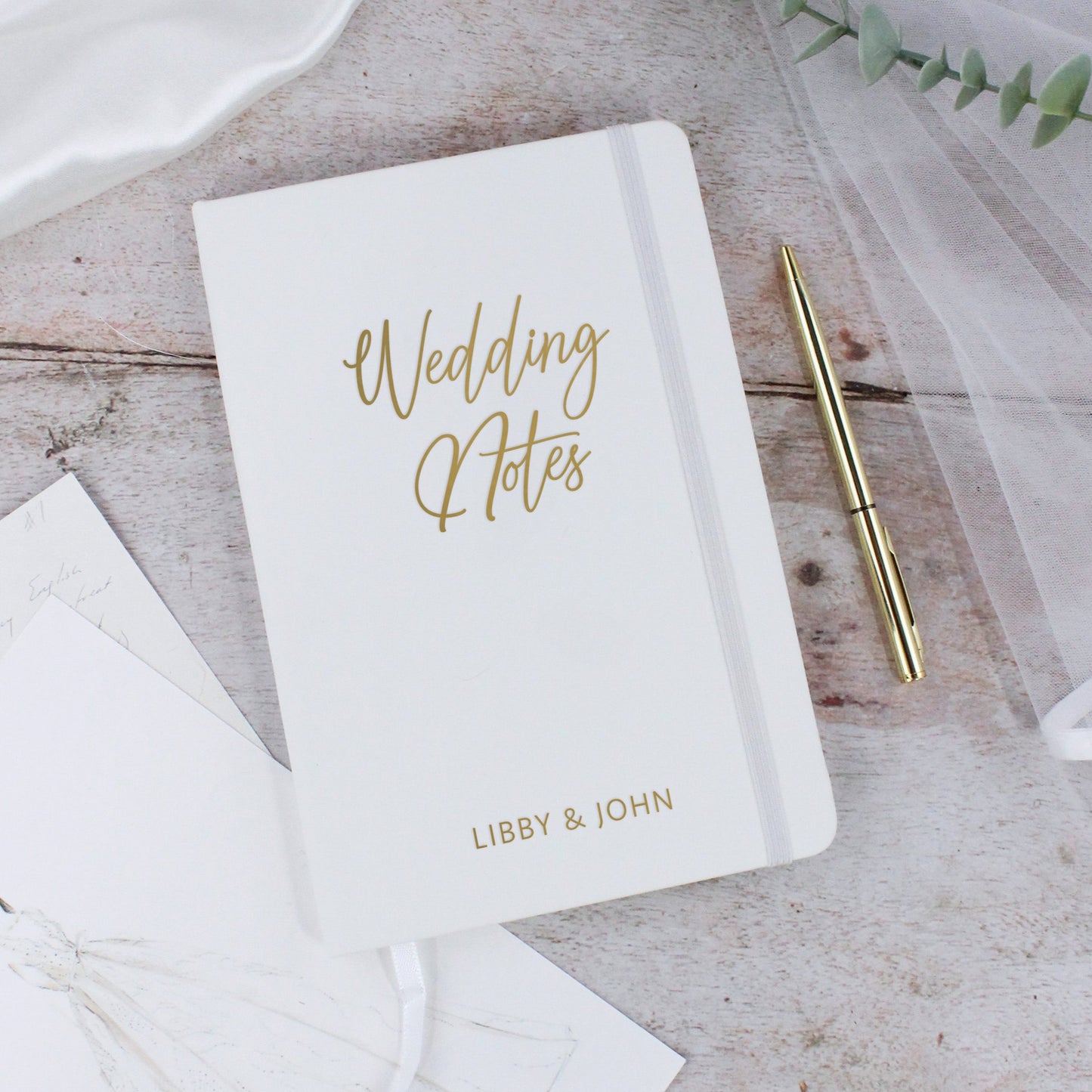 Personalised A5 Lined Wedding Notes Hardback Notebook